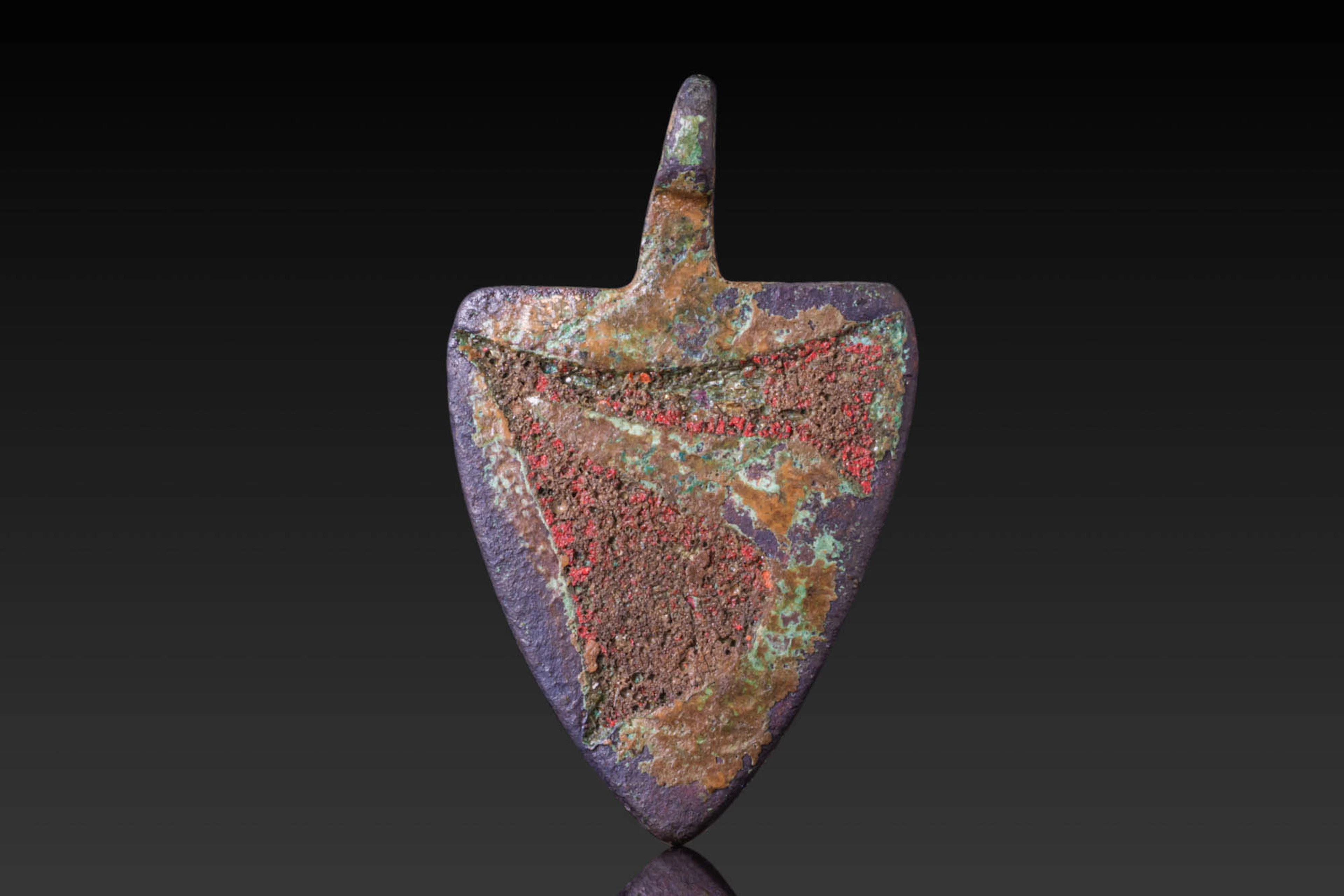 MEDIEVAL ENAMELLED BRONZE SHIELD PENDANT