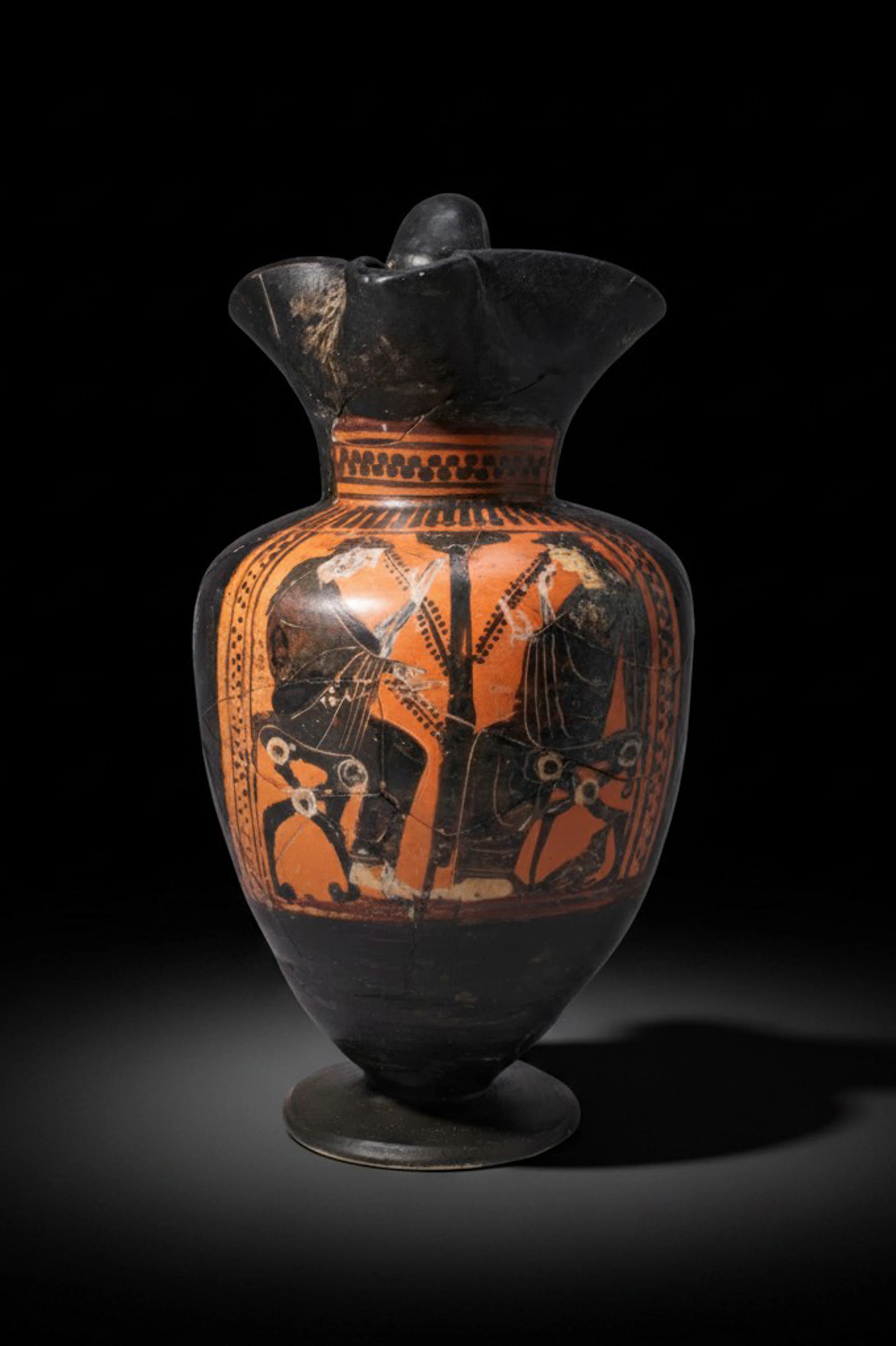GREEK BLACK-FIGURE OINOCHOE WITH MAENADS