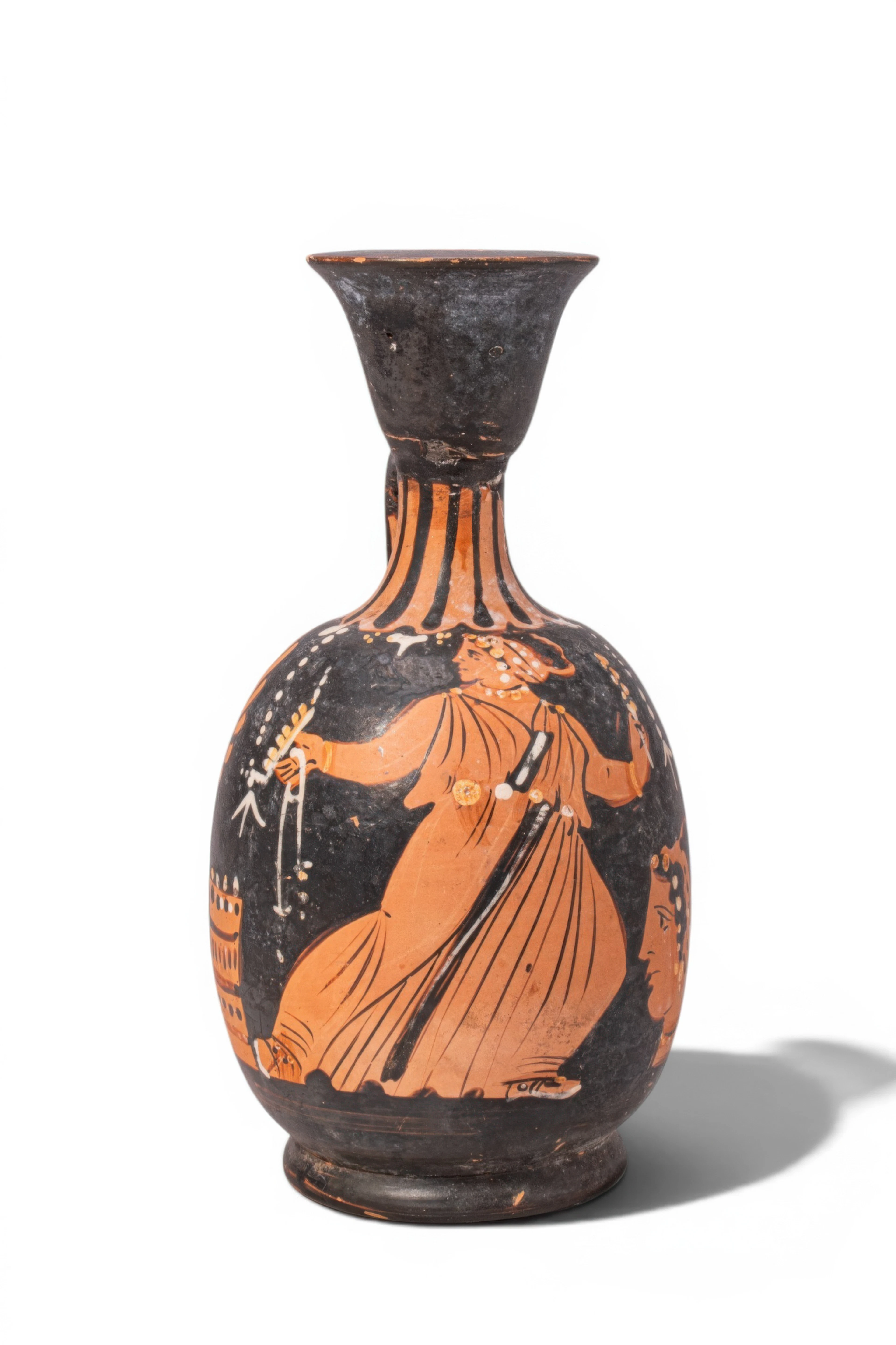 APULIAN RED-FIGURE SQUAT LEKYTHOS WITH MAENAD