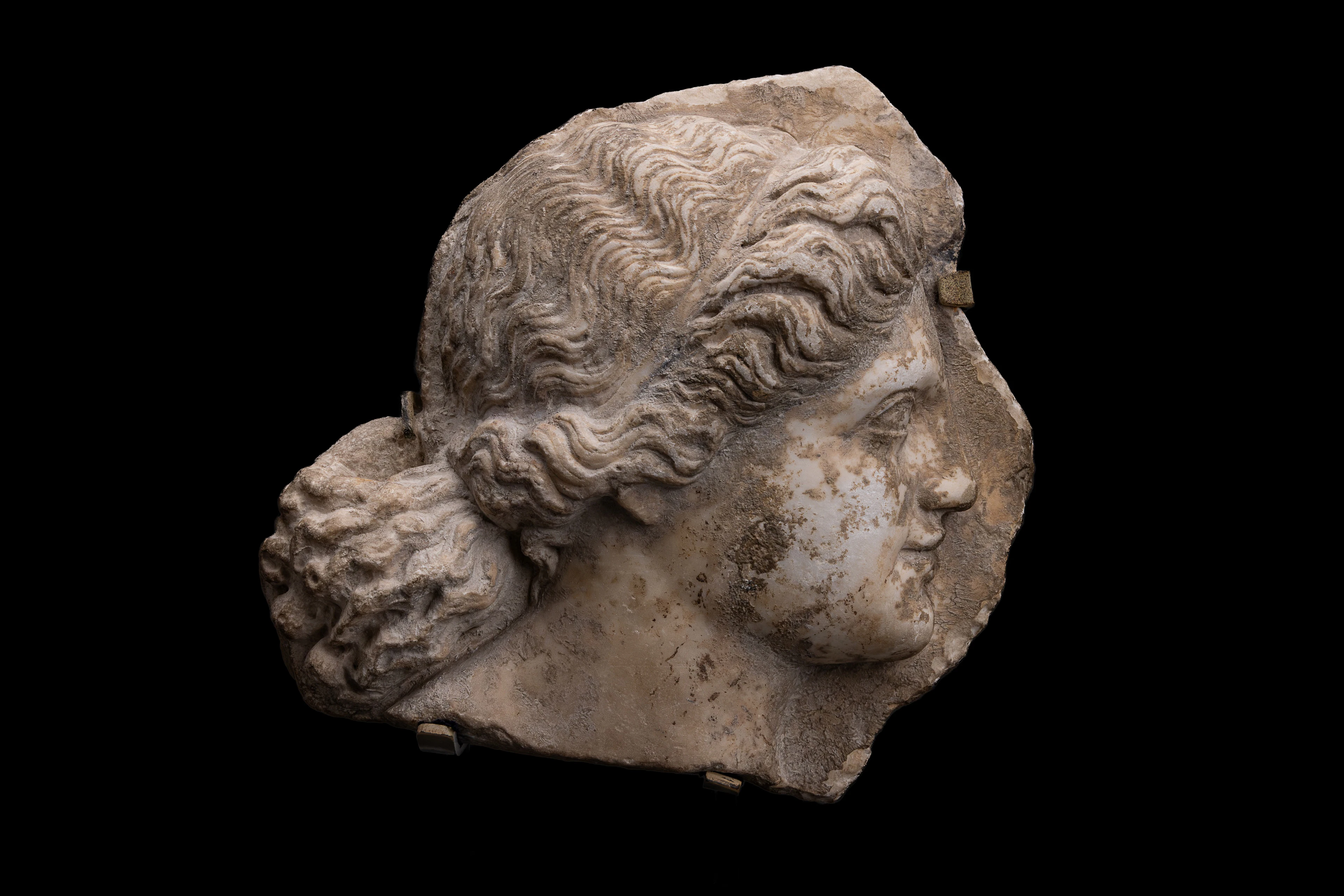 ROMAN BAS-RELIEF MARBLE PANEL OF A HEAD IN PROFILE
