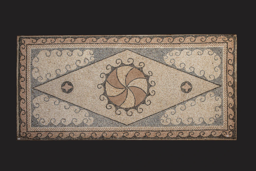 ROMAN POLYCHROME MOSAIC WITH GEOMETRIC MOTIF