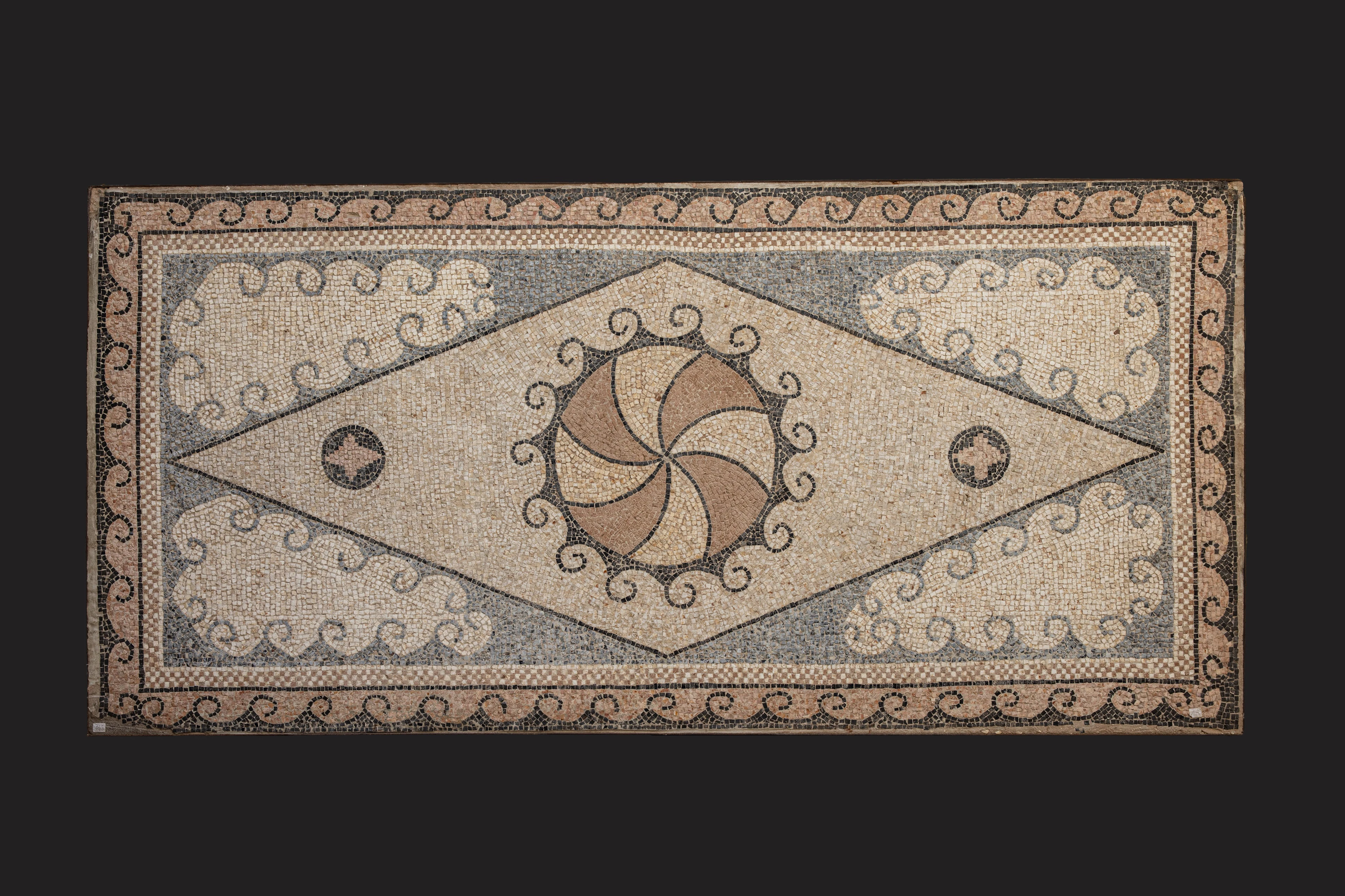 ROMAN POLYCHROME MOSAIC WITH GEOMETRIC MOTIF