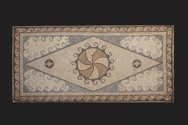ROMAN POLYCHROME MOSAIC WITH GEOMETRIC MOTIF
