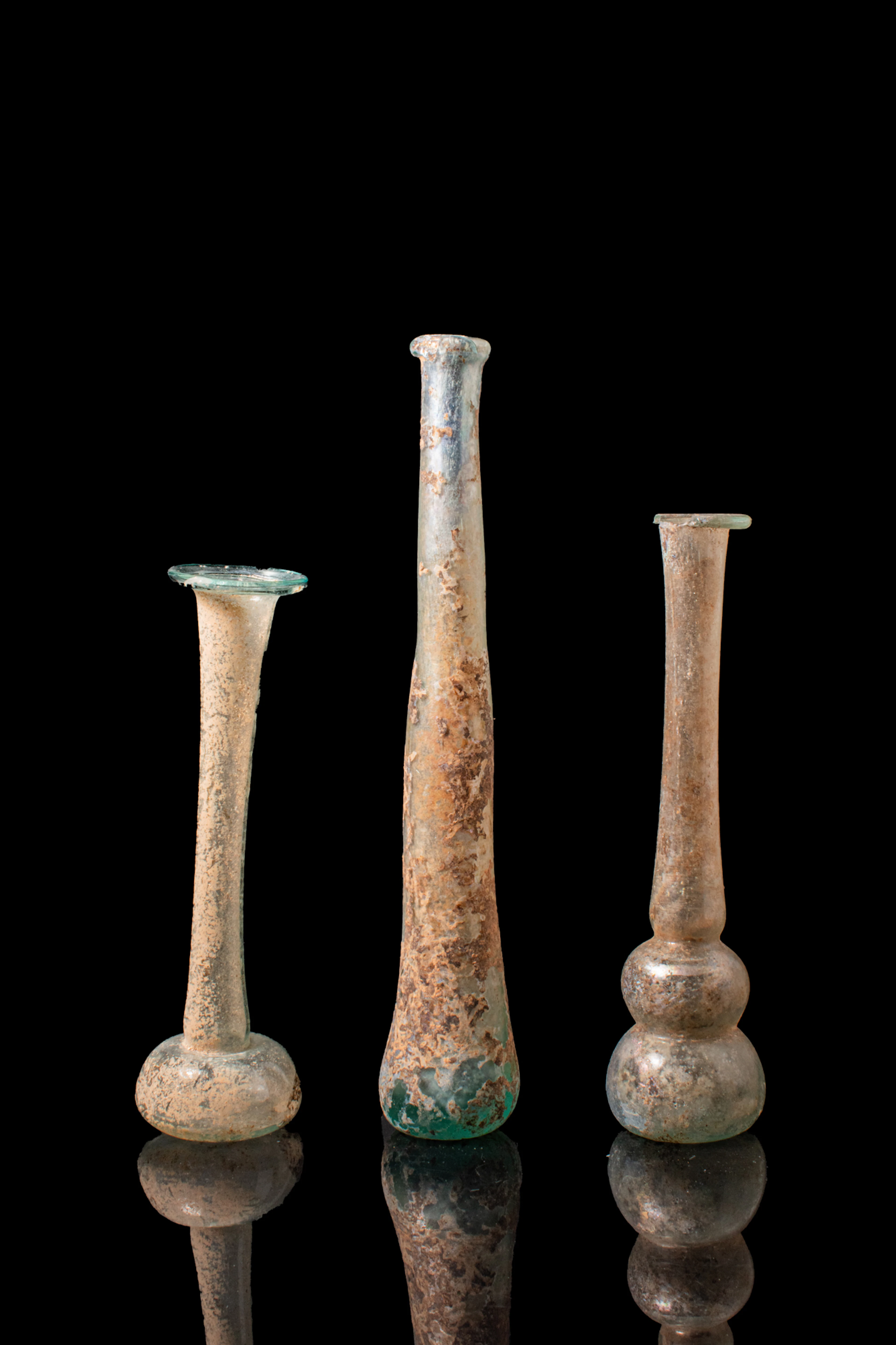 COLLECTION OF ROMAN GLASS UNGUENTARIA