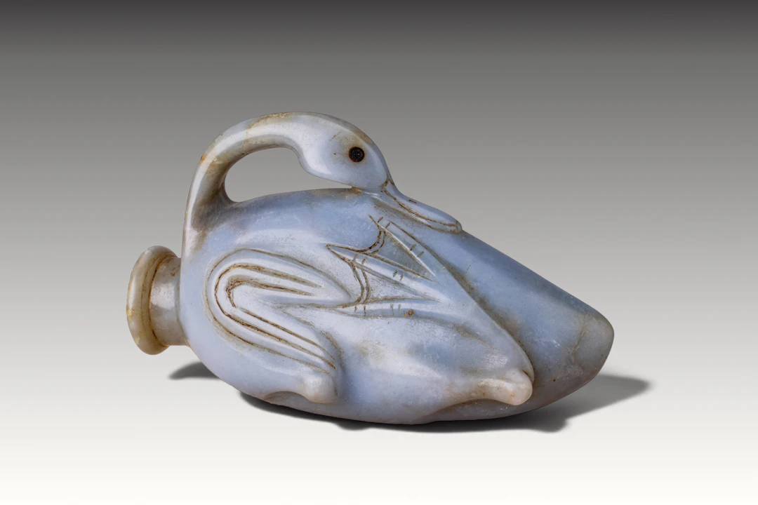 ELEGANT EGYPTIAN BLUE ANIDRYTHE FLASK TRUSSED DUCK SHAPED
