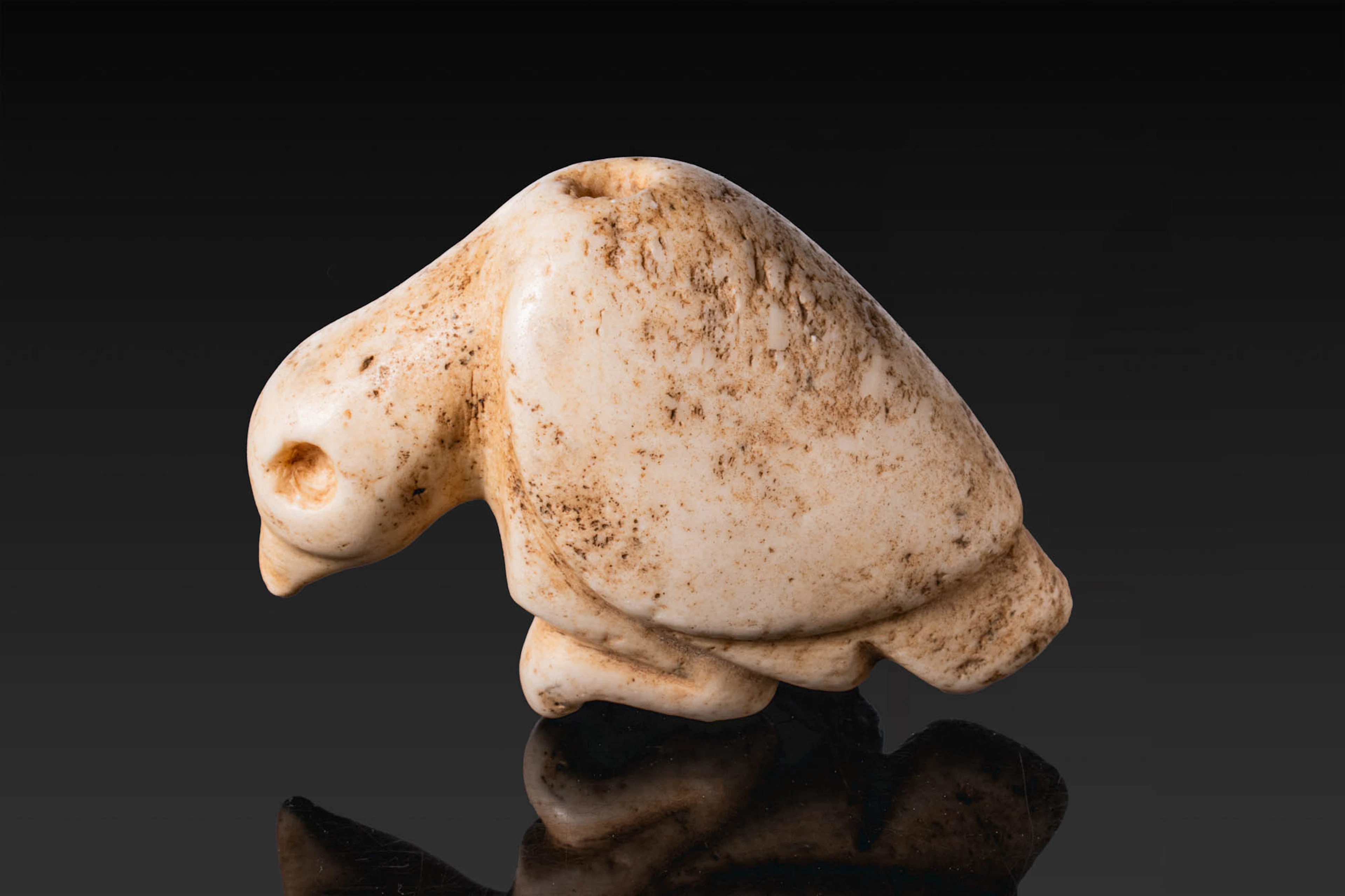 LATE URUK STONE VULTURE STAMP SEAL WITH ANIMALS