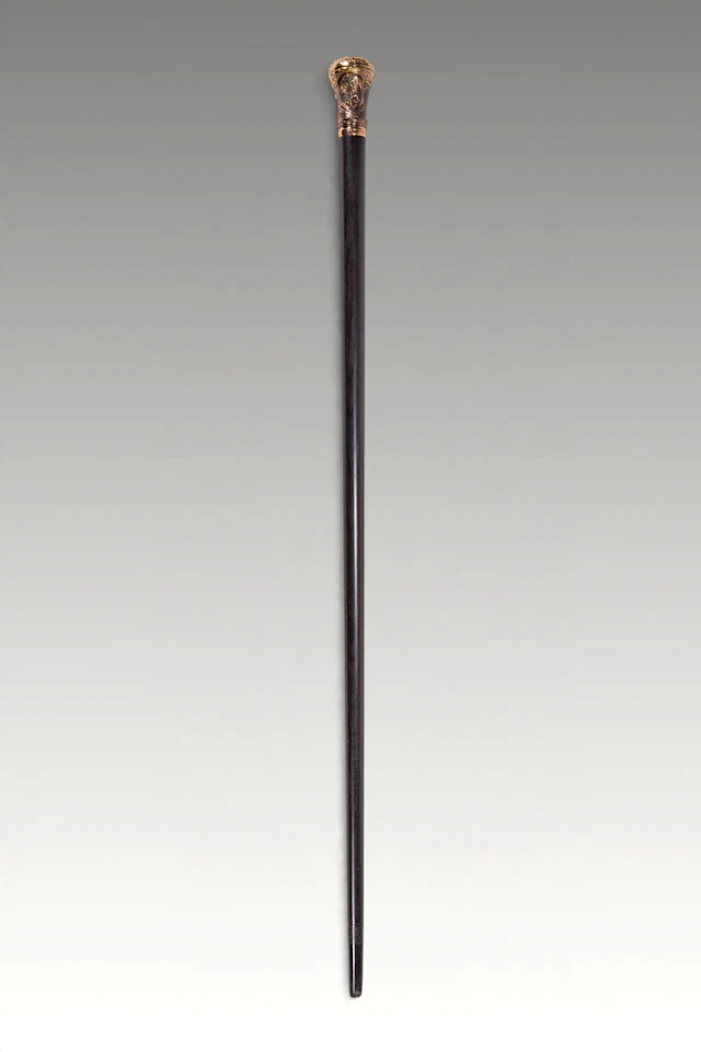 LACQUERED WALKING STICK WITH GOLD MOUNT