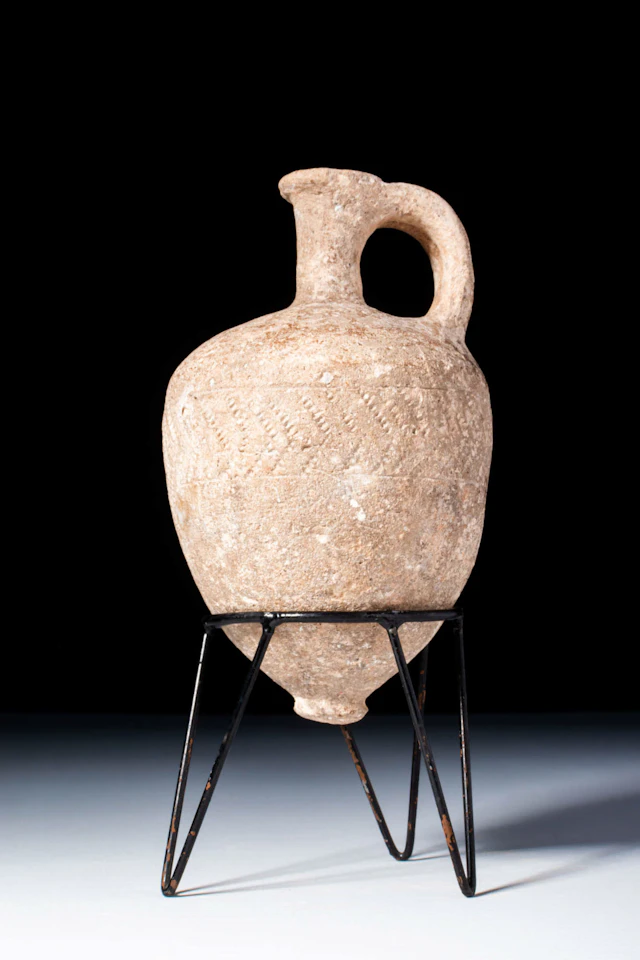 ROMAN TERRACOTTA JUG WITH CHEVRON PATTERN