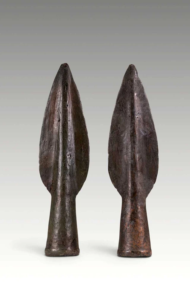 PAIR OF NORWEGIAN BRONZE AGE SPEARHEADS