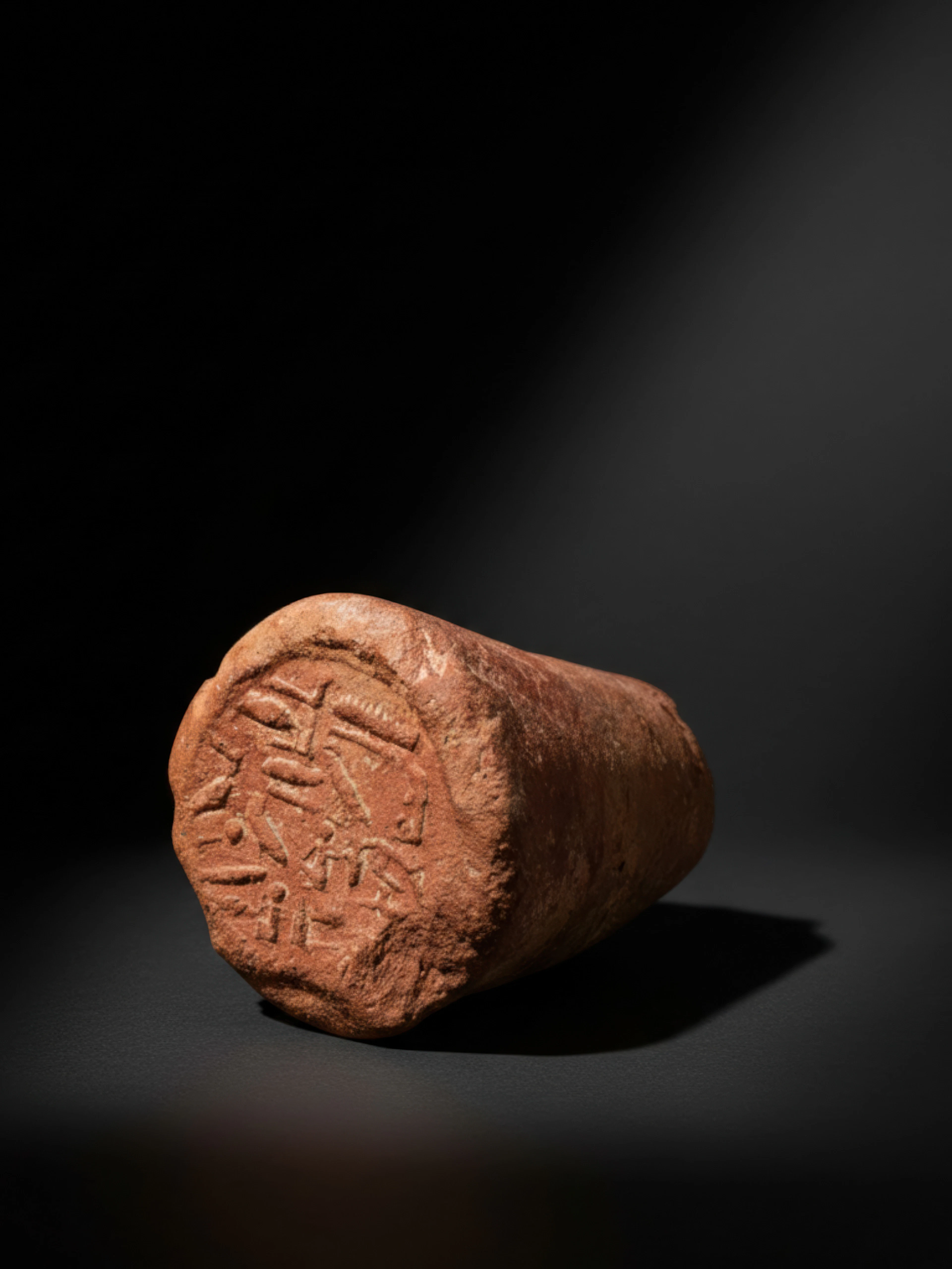 EGYPTIAN TERRACOTTA FUNERARY CONE WITH HIEROGLYPHIC INSCRIPTION