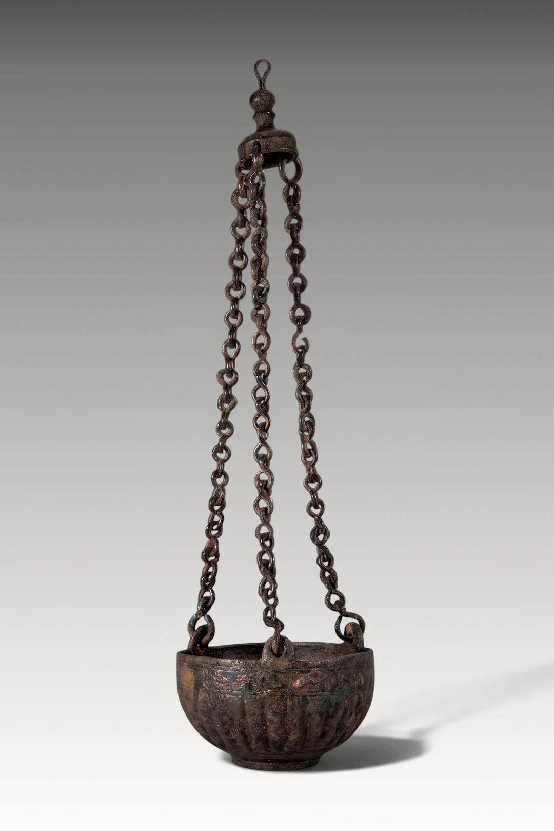 BYZANTINE BRONZE INCENSE BURNER WITH CHAINS