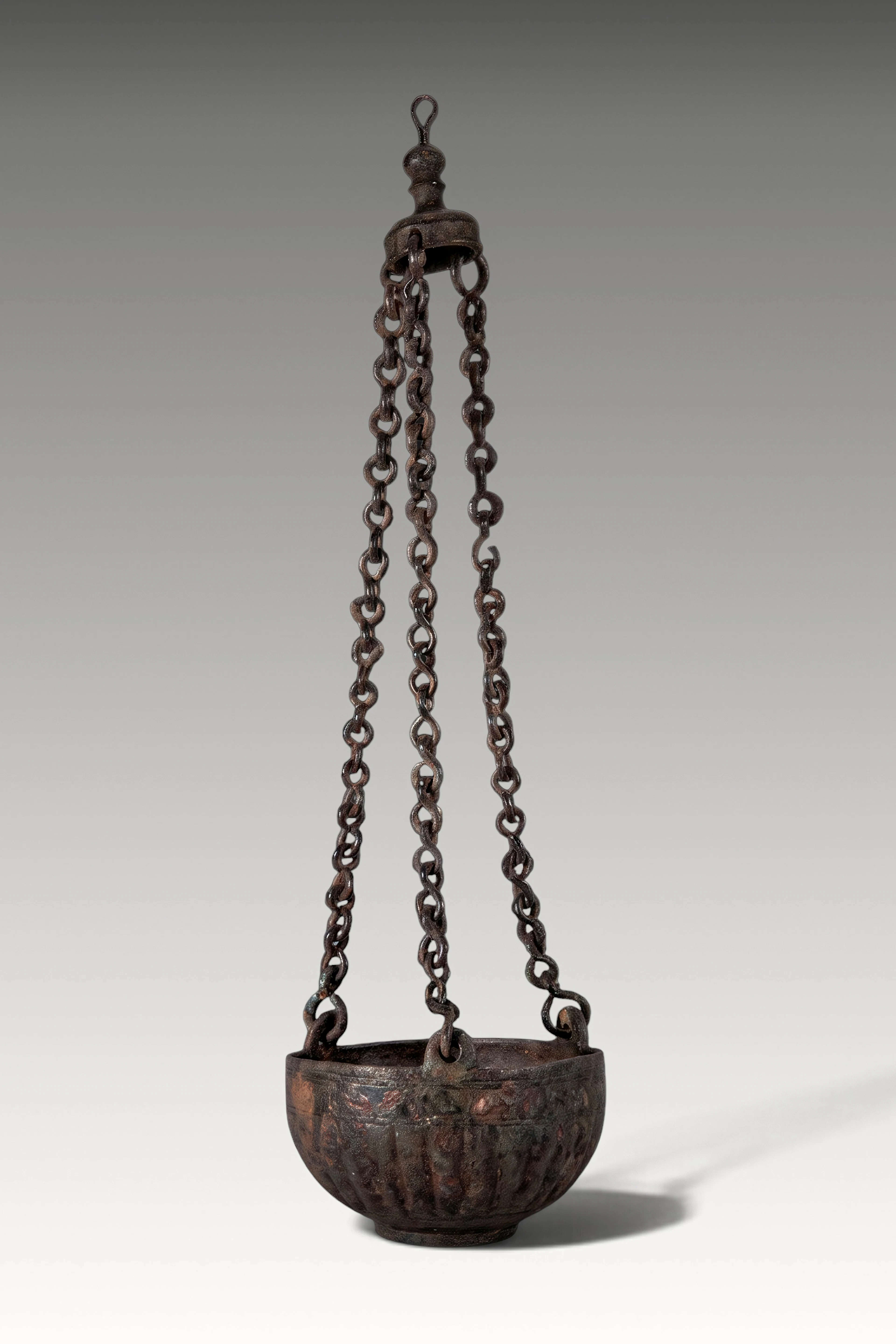 BYZANTINE BRONZE INCENSE BURNER WITH CHAINS