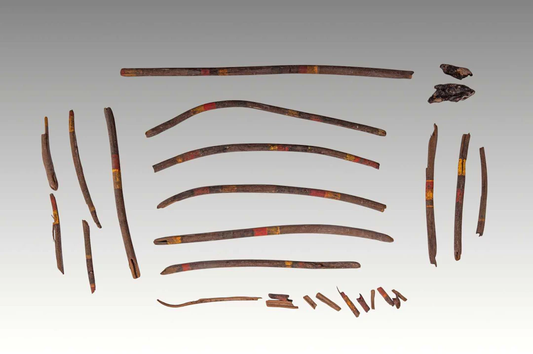 SET OF EGYPTIAN PAINTED WOODEN STICKS