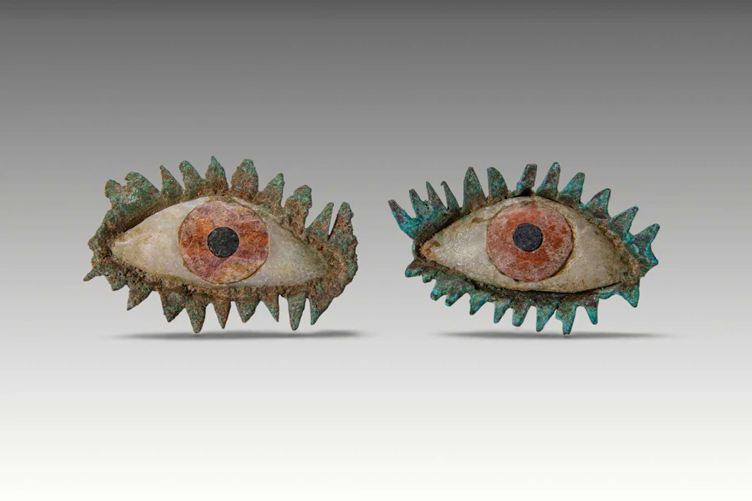 GREEK BRONZE AND STONE MUMMY EYES