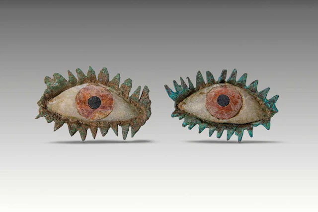 GREEK BRONZE AND STONE MUMMY EYES