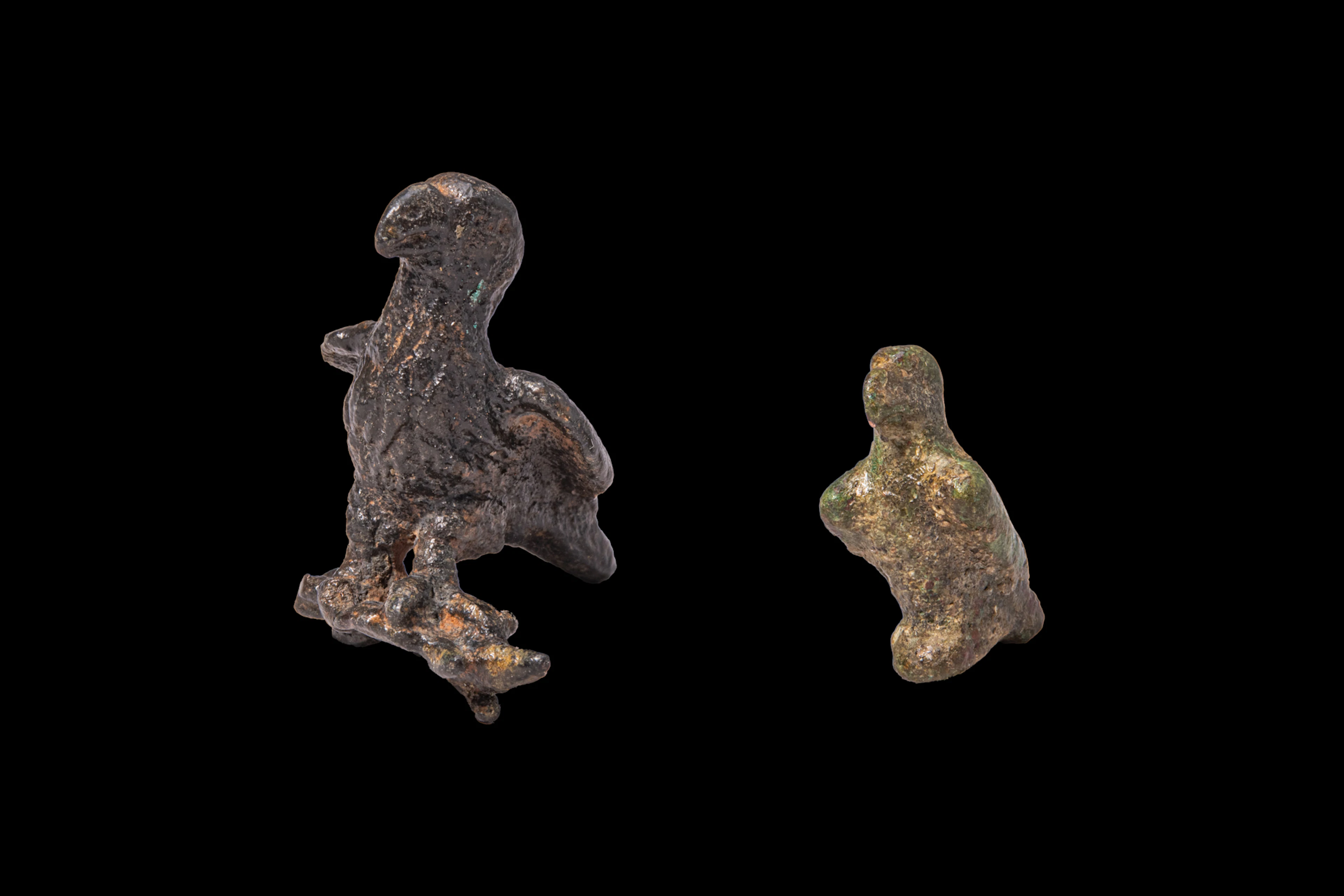 PAIR OF ROMAN BRONZE LEGIONARY EAGLES