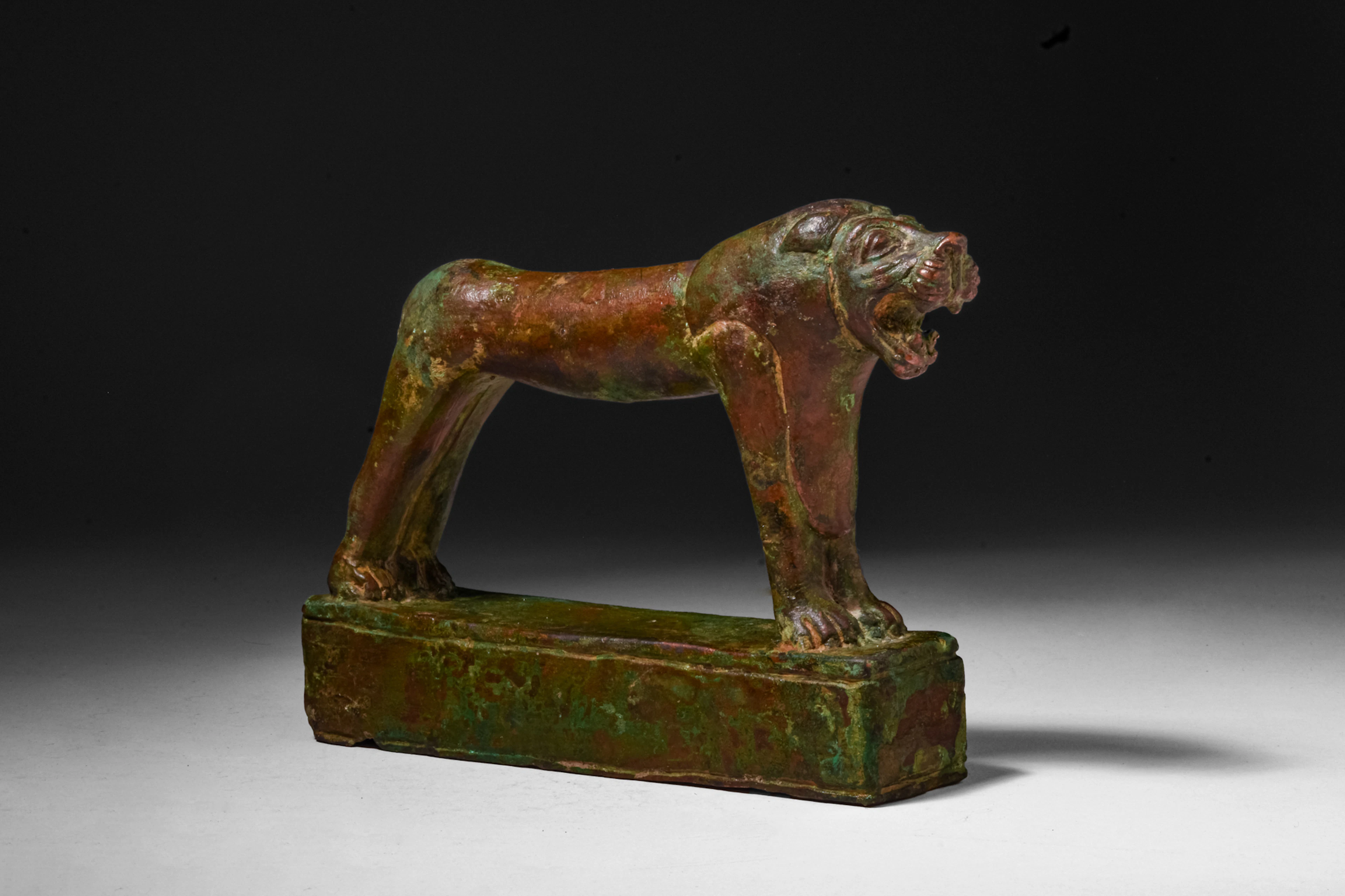 RARE SYRO-EGYPTIAN BRONZE STATUETTE OF A LION
