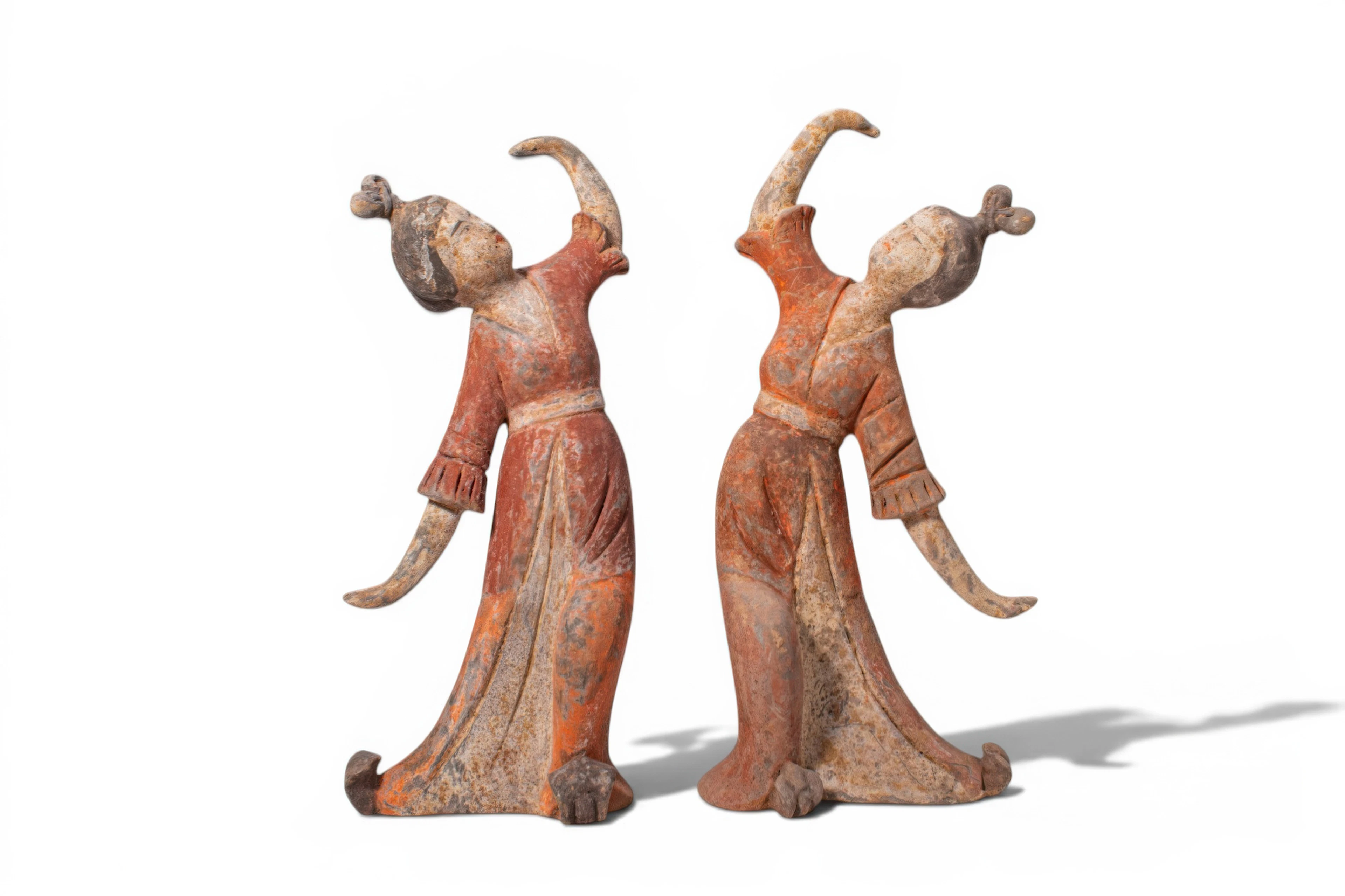 PAIR OF CHINESE TERRACOTTA FEMALE DANCERS - TL TESTED