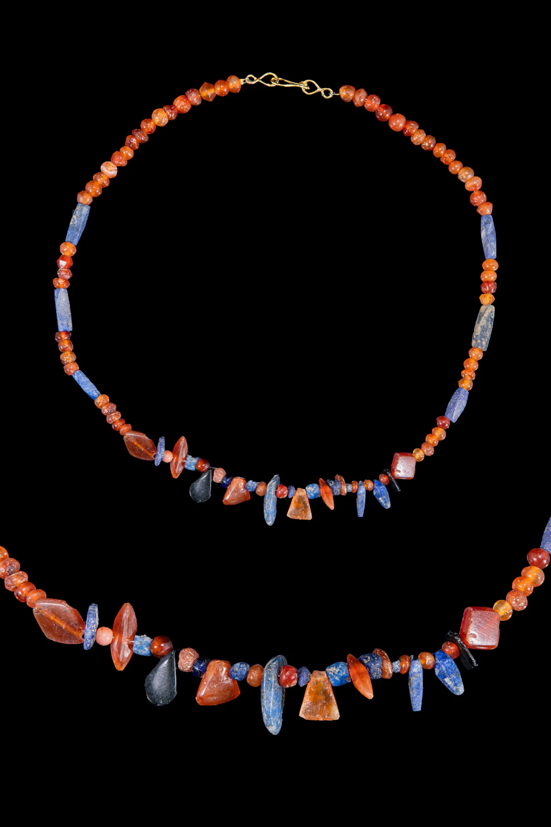 EGYPTIAN CARNELIAN AND LAPIS LAZULI BEAD NECKLACE