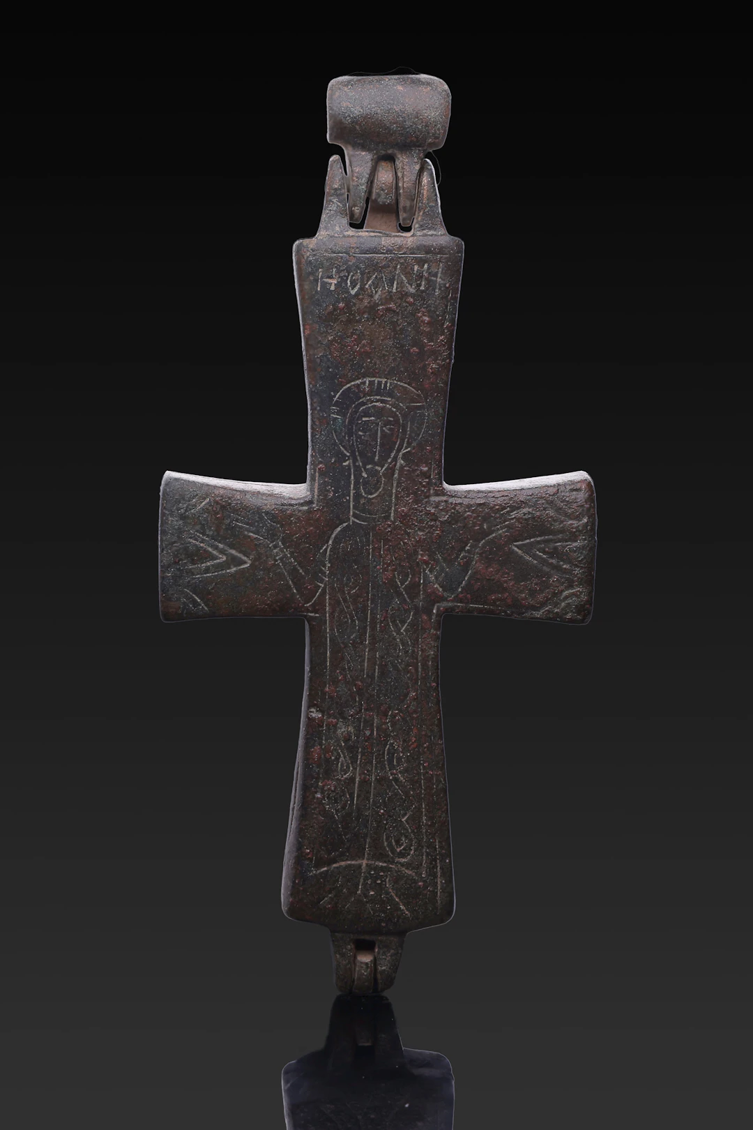 BYZANTINE BRONZE ENKOLPION WITH SAINT JOHN