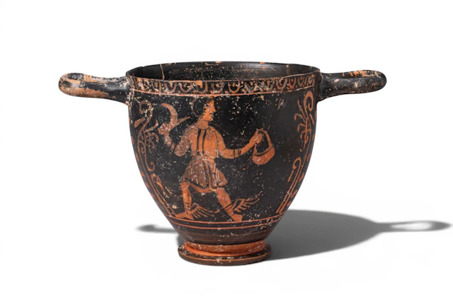 LARGE GREEK APULIAN RED-FIGURE SKYPHOS WITH PERSEUS