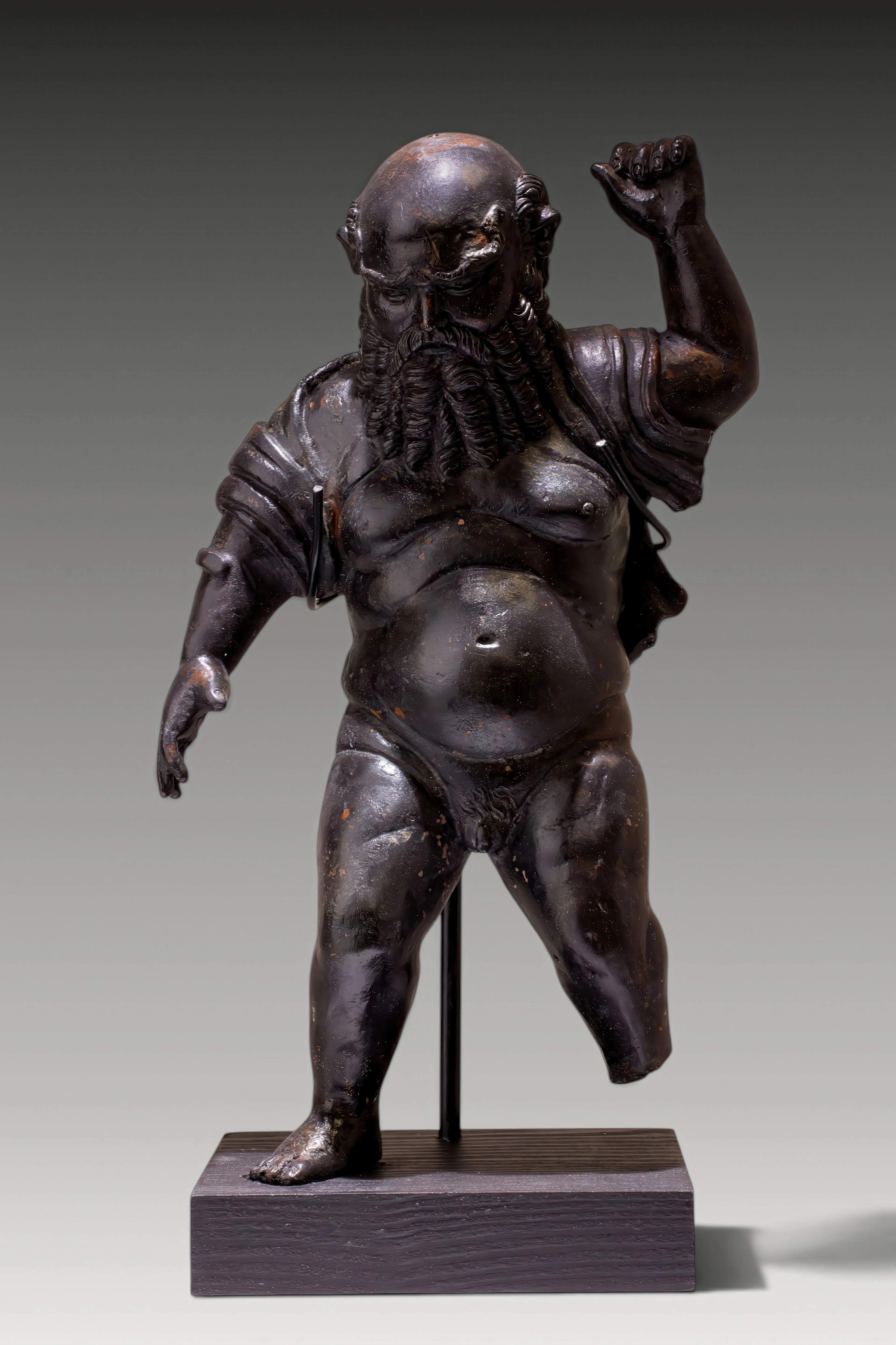 LARGE ROMAN BRONZE FIGURINE OF DRUNK SILENUS