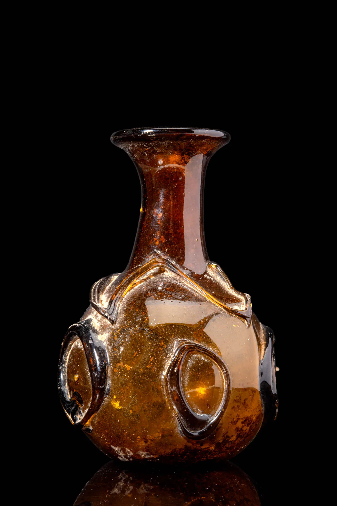 UMAYYAD GLASS PURFUME BOTTLE WITH APPLIED DECORATION