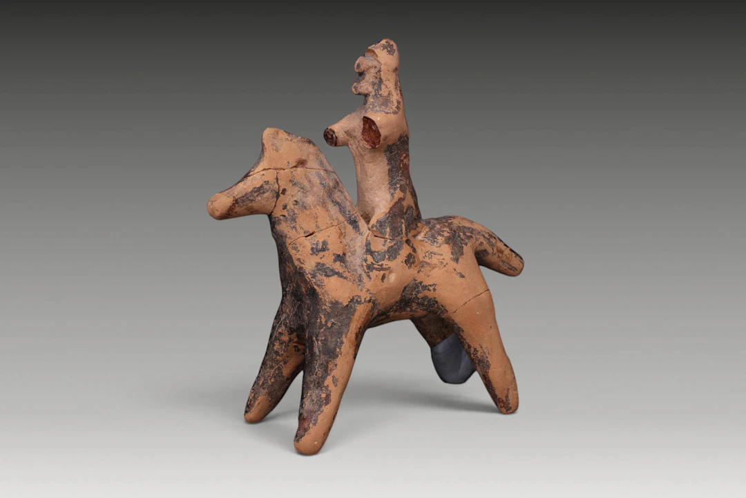 CYPRIOT PAINTED TERRACOTTA RIDER ON HORSE