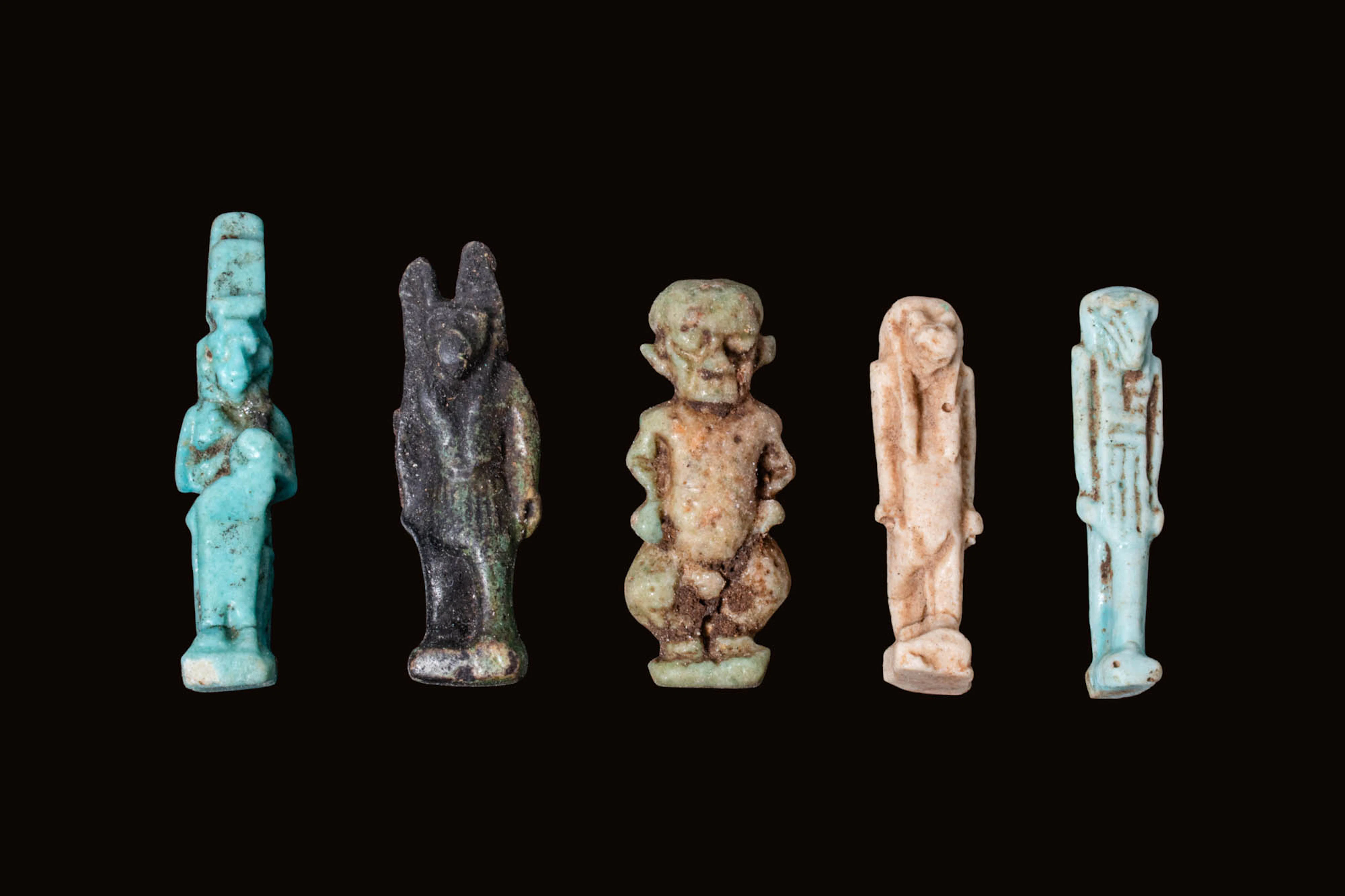 COLLECTION OF EGYPTIAN FAIENCE DEITIES AMULETS