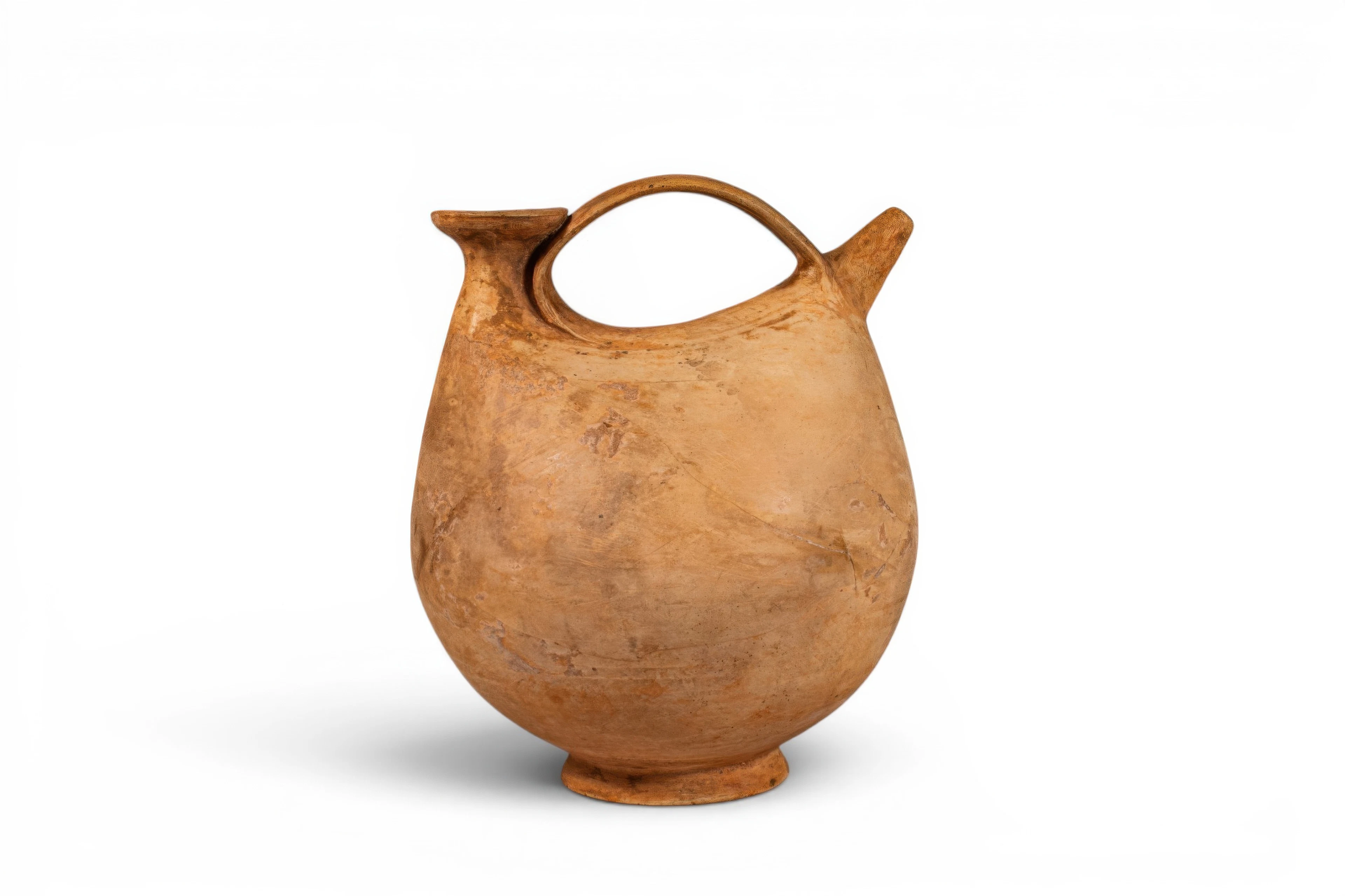GREEK FINE TERRACOTTA ASKOS WITH STAMPED HANDLE
