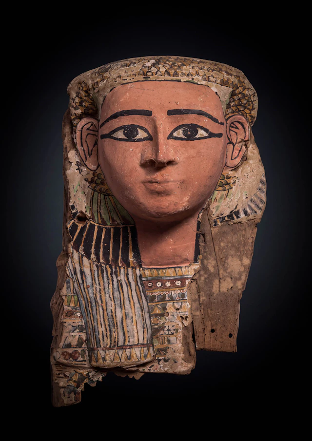EGYPTIAN WOODEN SARCOPHAGUS MASK