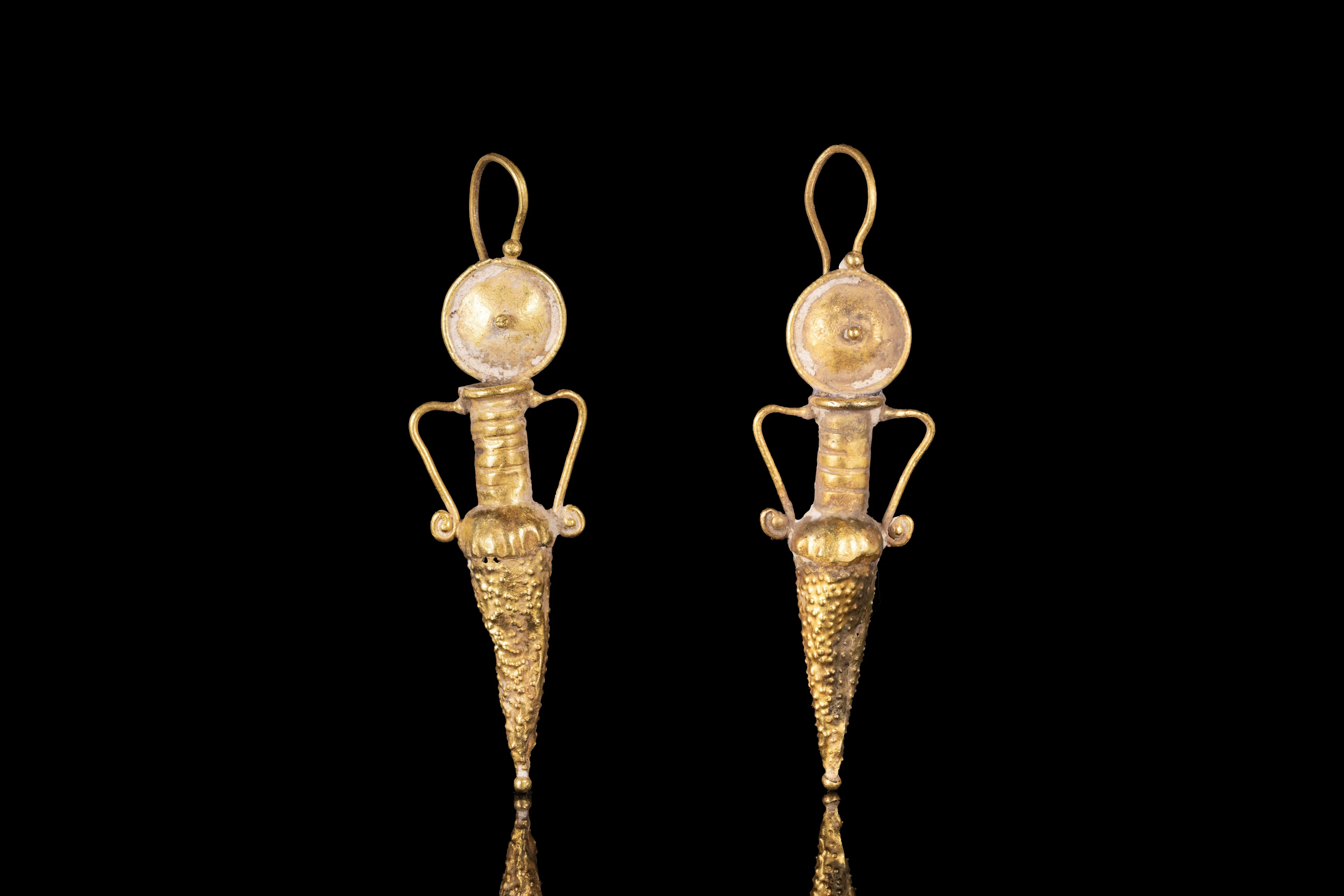 MATCHED PAIR OF HELLENISTIC GOLD AMPHORA-SHAPED EARRINGS