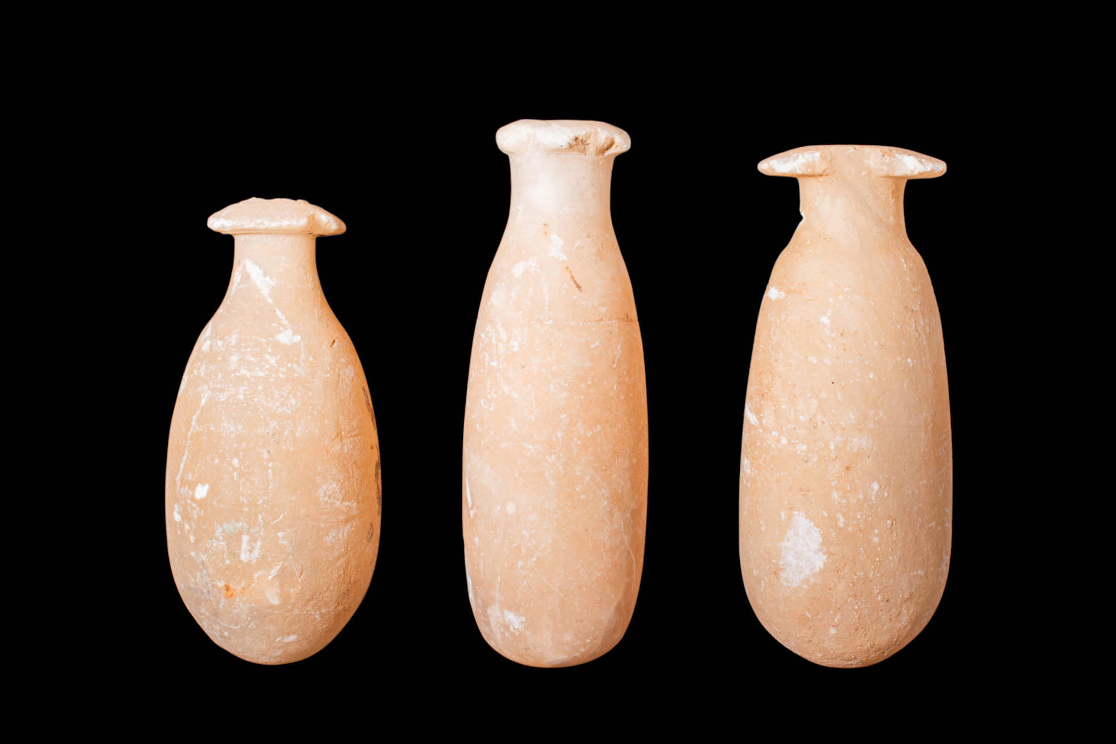 SET OF THREE EGYPTIAN ALABASTER VESSELS