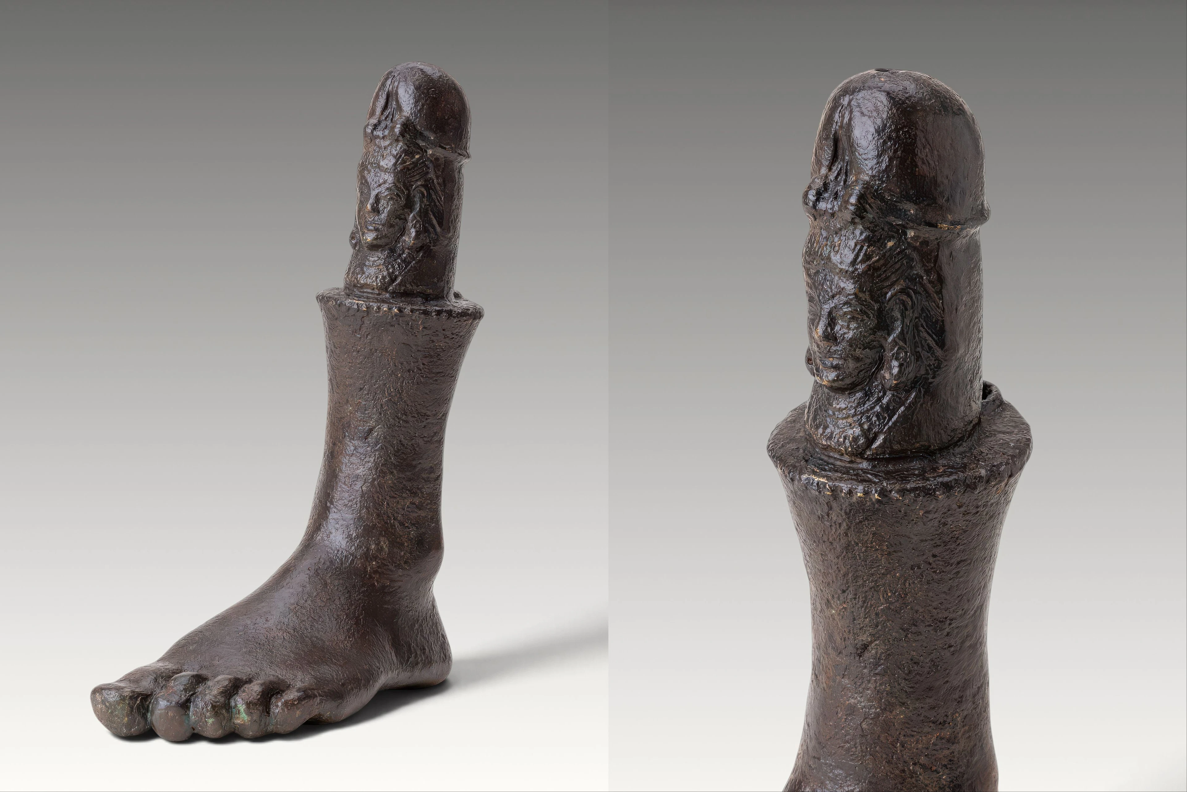 RARE KUSHAN BRONZE LINGAM FOOT - EX VOTO