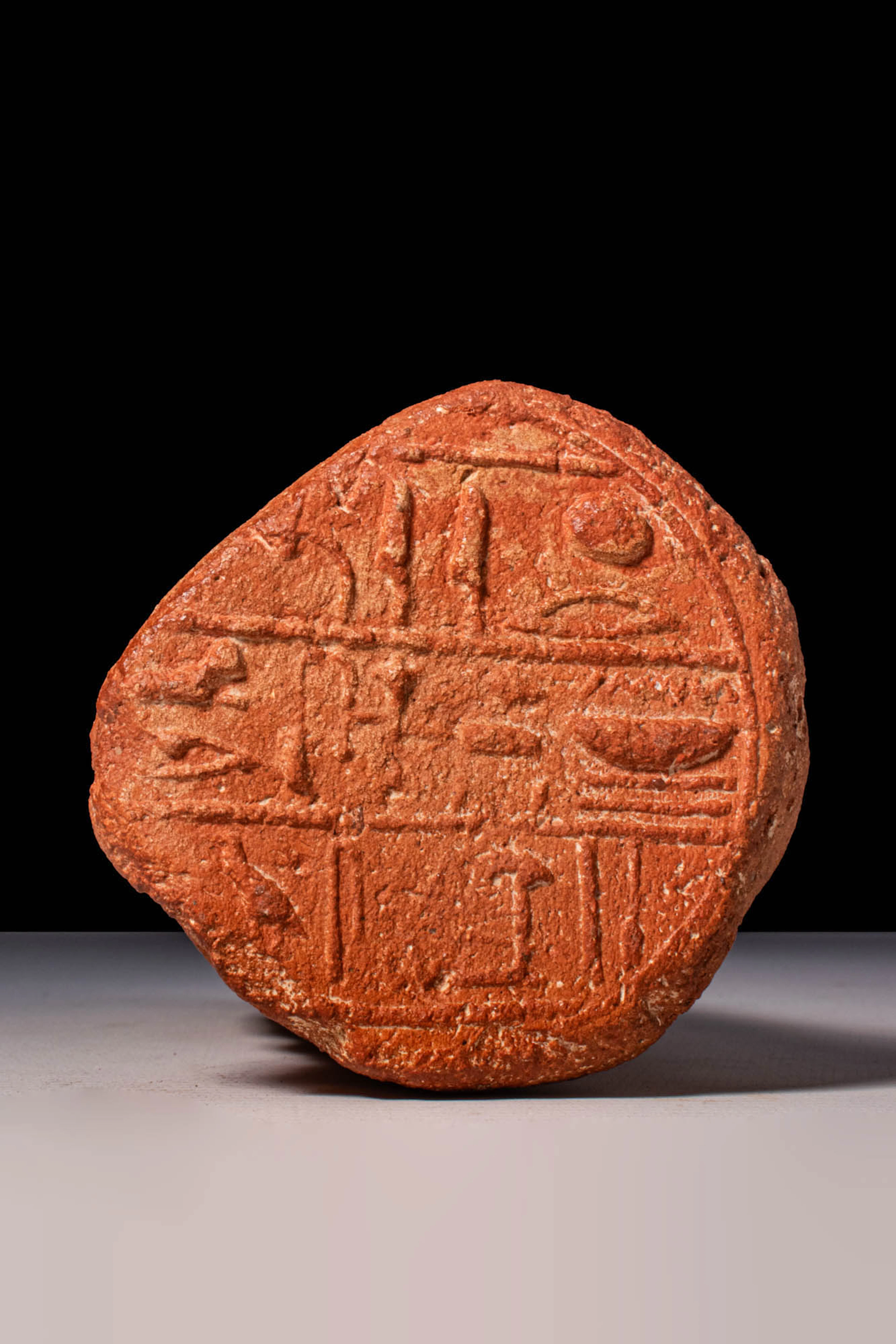 EGYPTIAN TERRACOTTA FUNERARY CONE WITH HIEROGLYPHIC INSCRIPTION - TRANSLATED