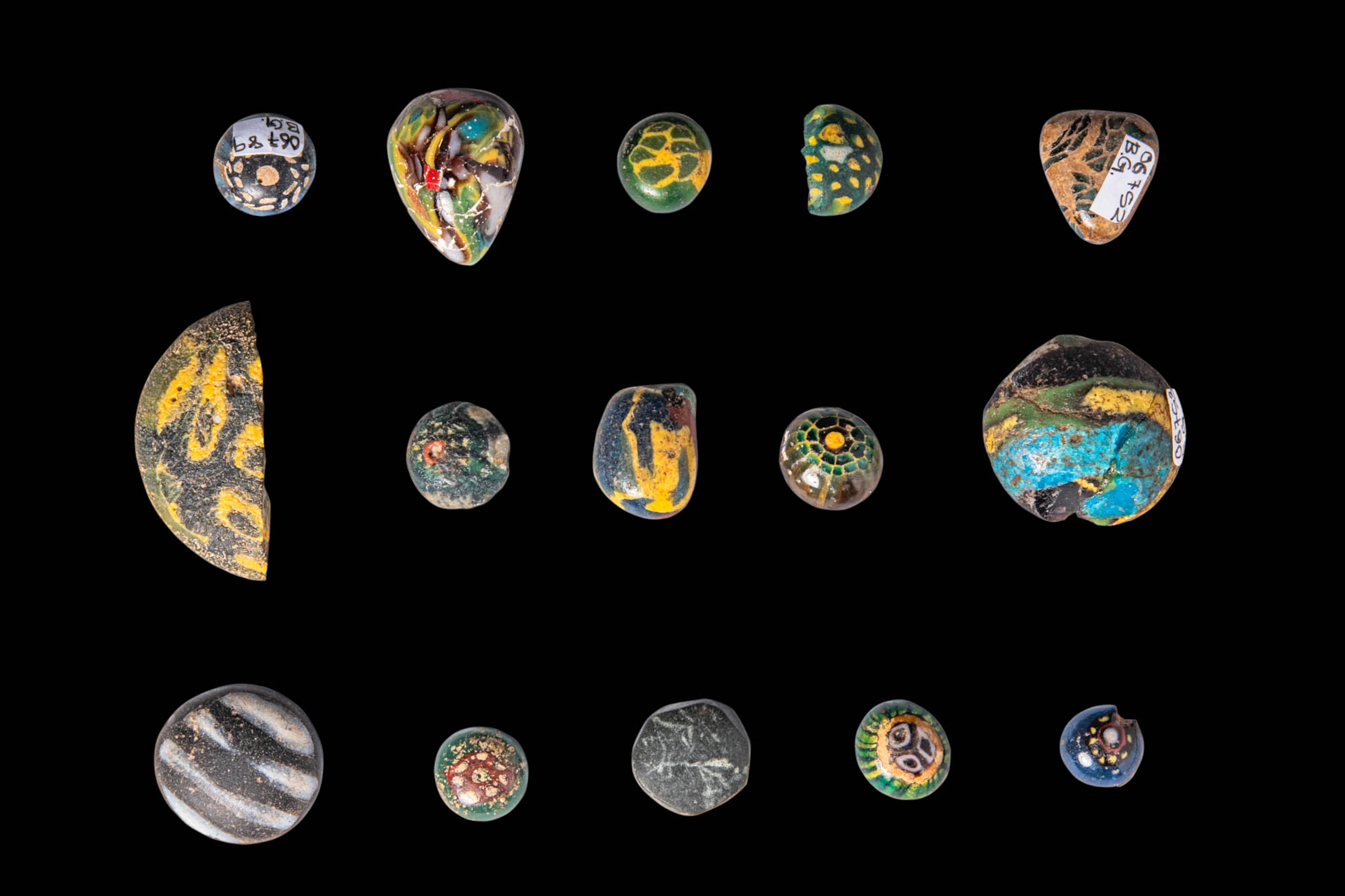 COLLECTION OF ROMANO - EGYPTIAN MOSAIC GLASS INLAYS