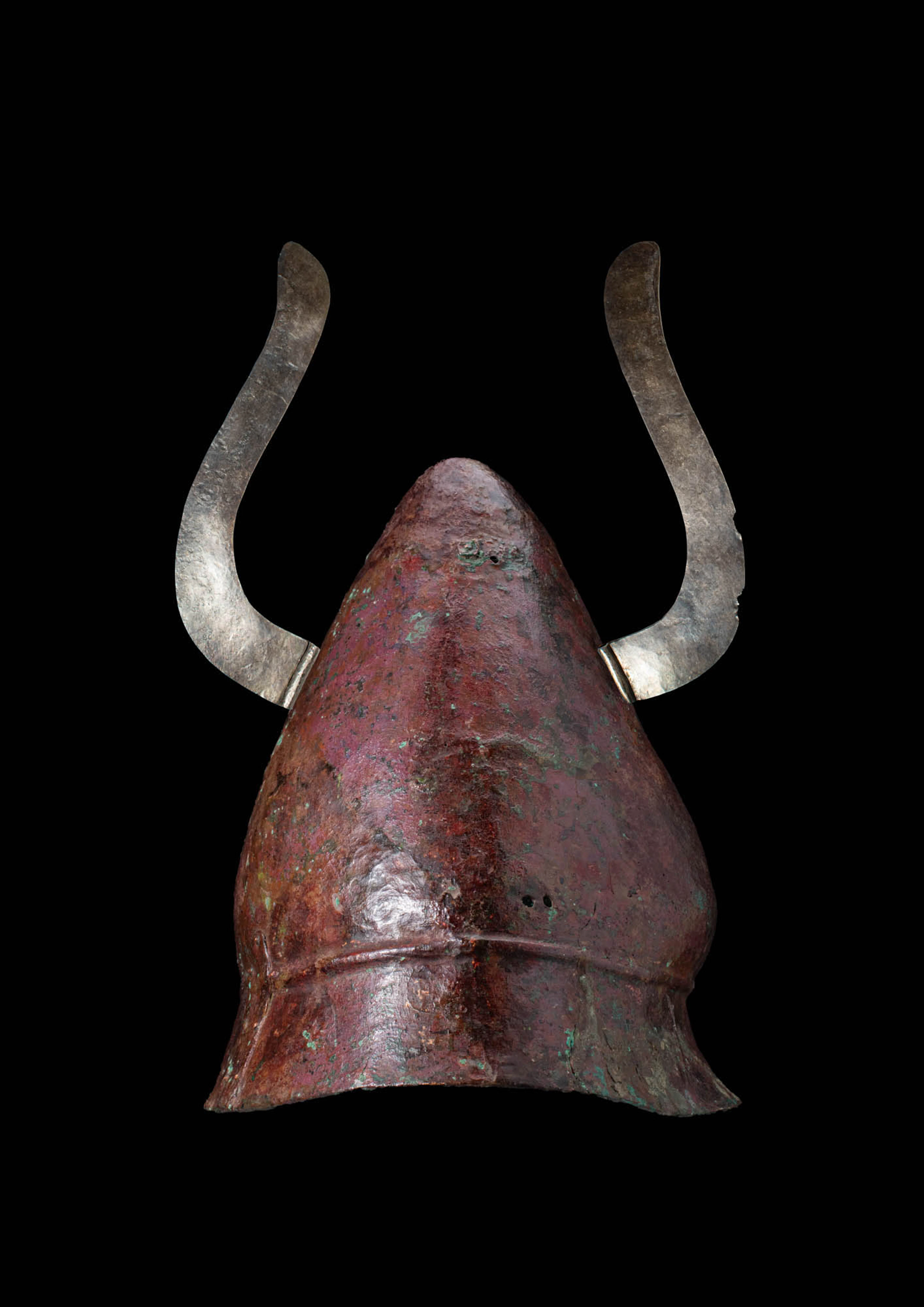 GREEK BRONZE PILOS HELMET WITH SILVER HORNS