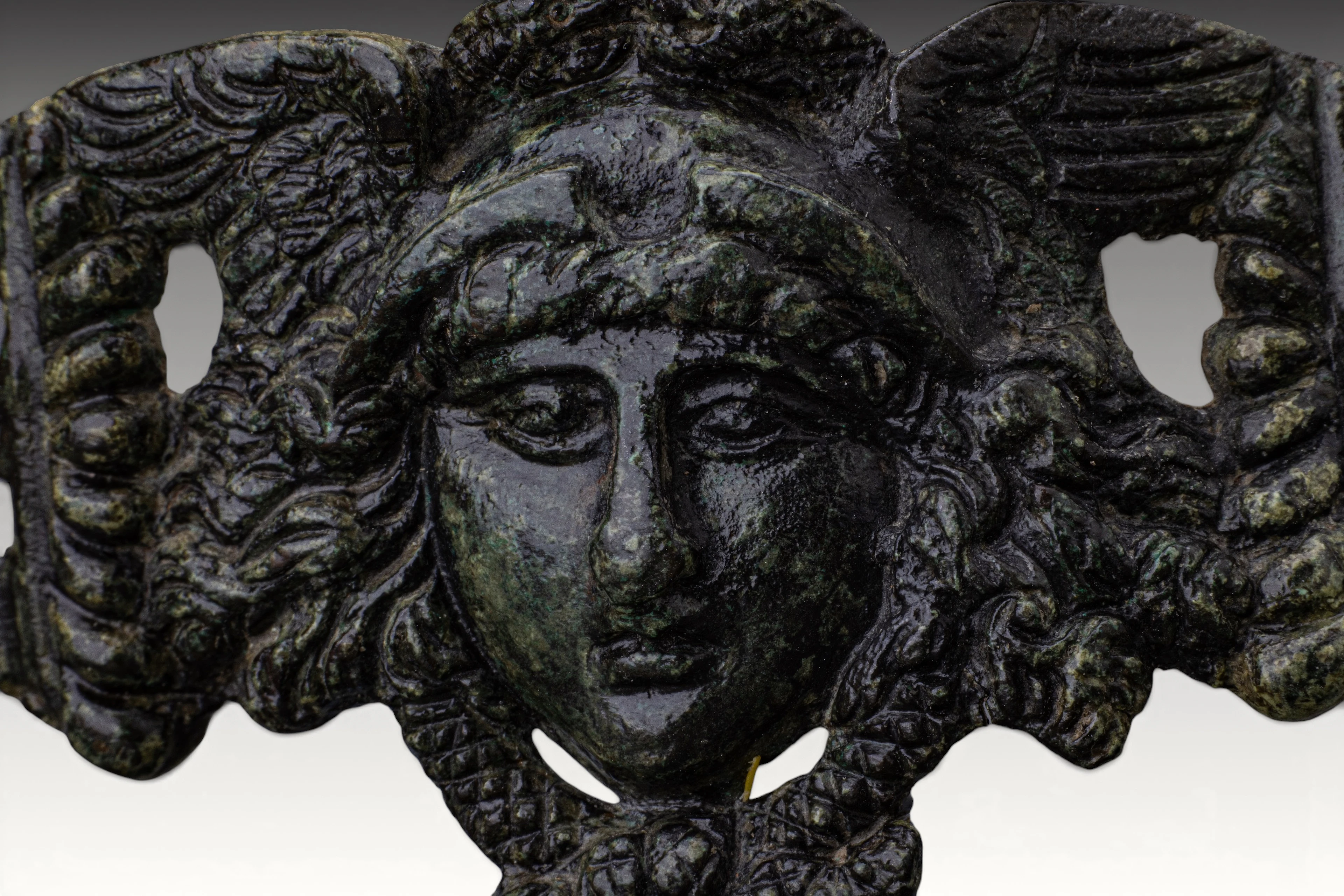 SUPERB ROMAN BRONZE MEDUSA APPLIQUE