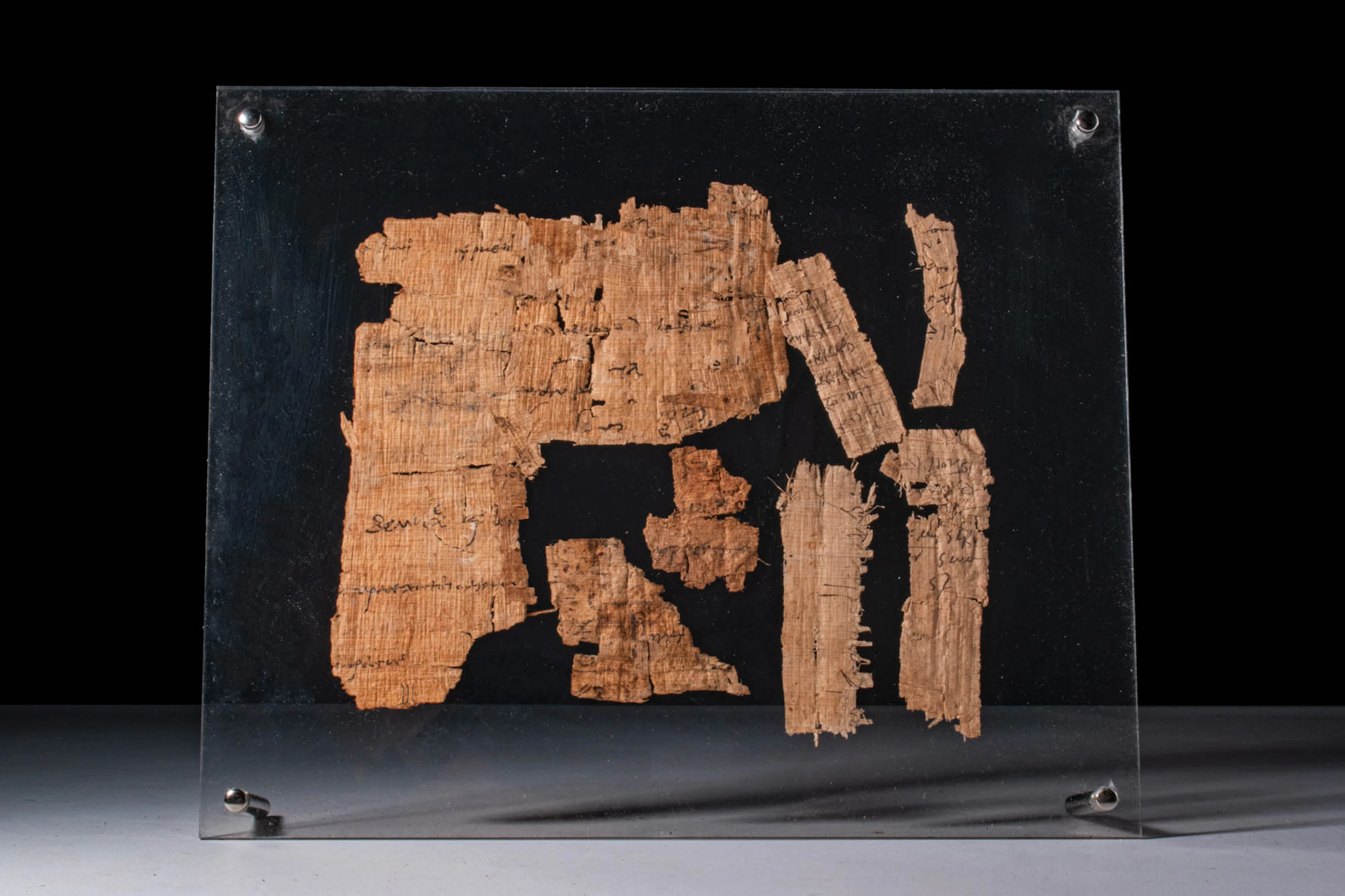 EGYPTIAN COPTIC PAPYRUS WITH GREEK INSCRIPTION