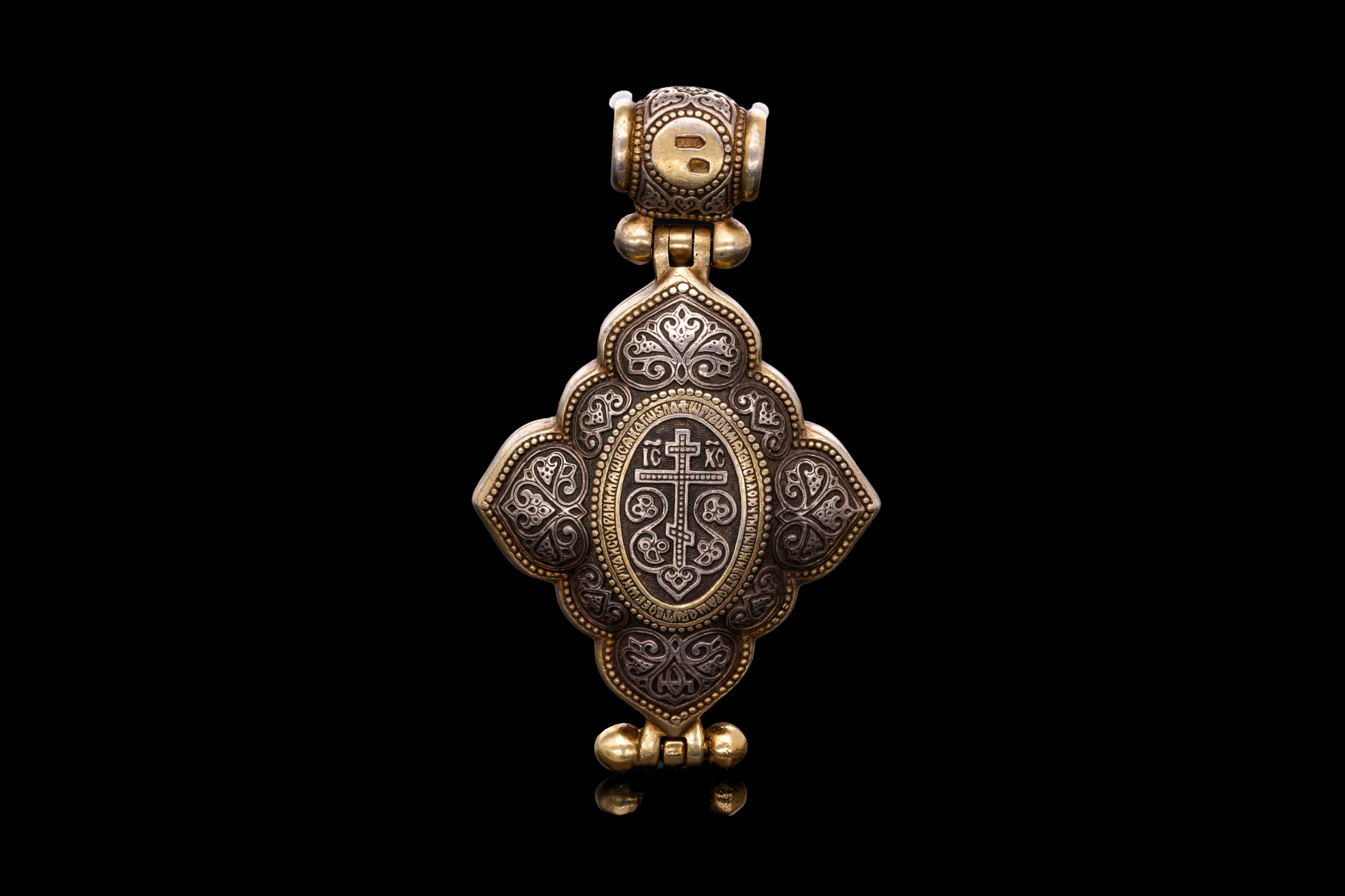 RUSSIAN SILVER-GILT ENCOLPION CROSS