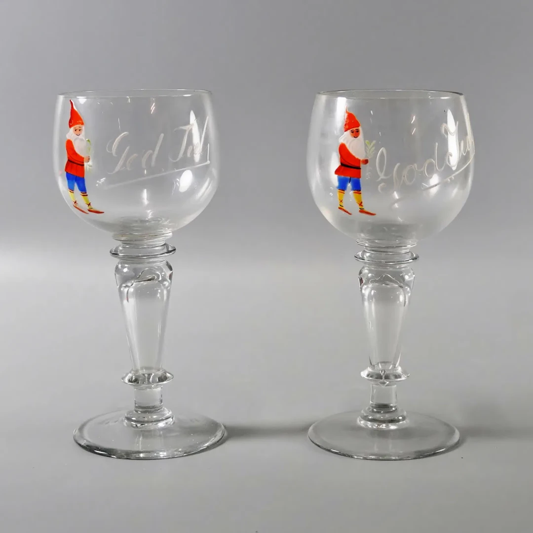 2 st Mummaglas "God Jul", 1900-tal
