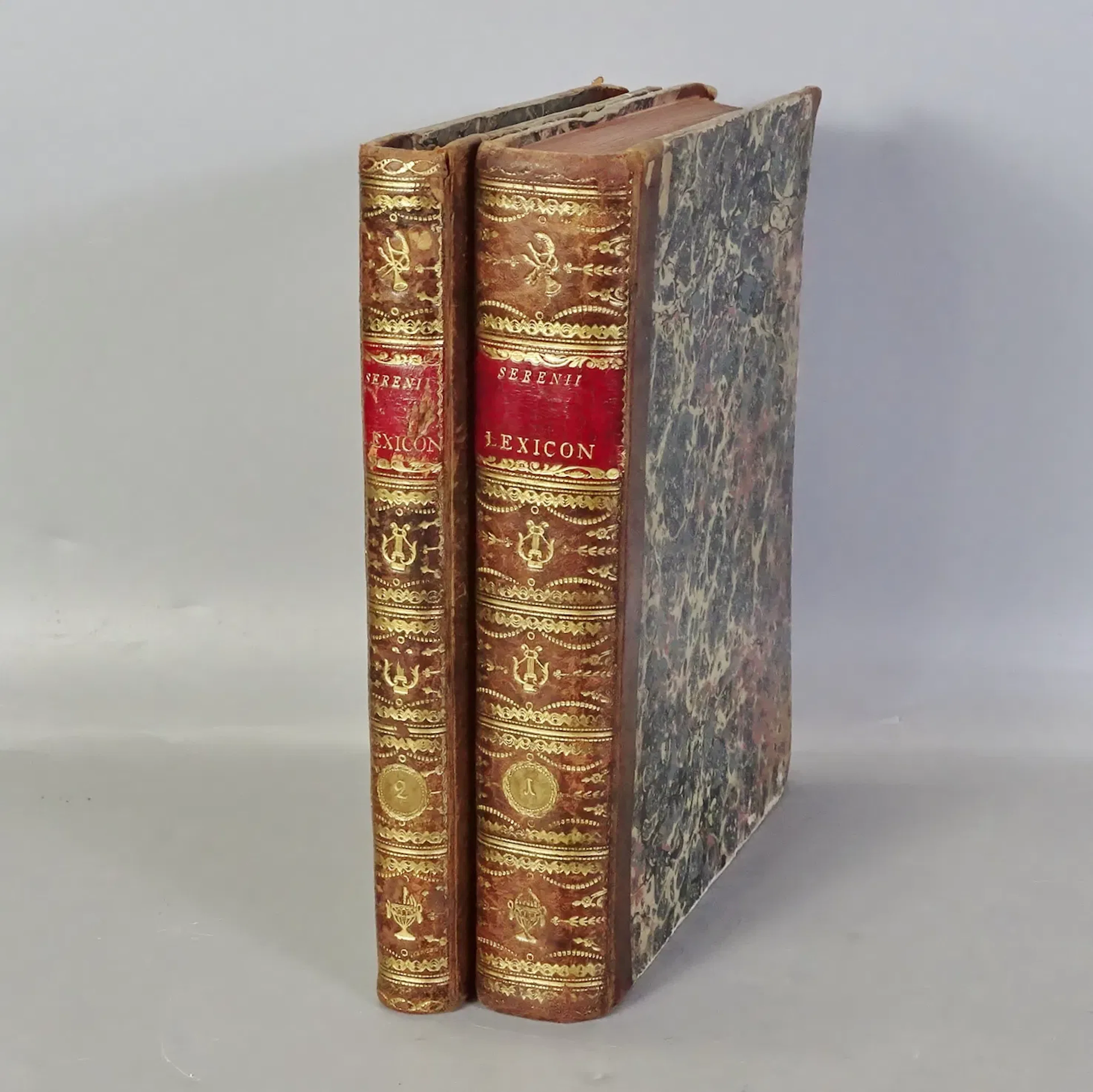 2 st. lexikon Engelsk/Svensk/latin, 1743 OCH 1807