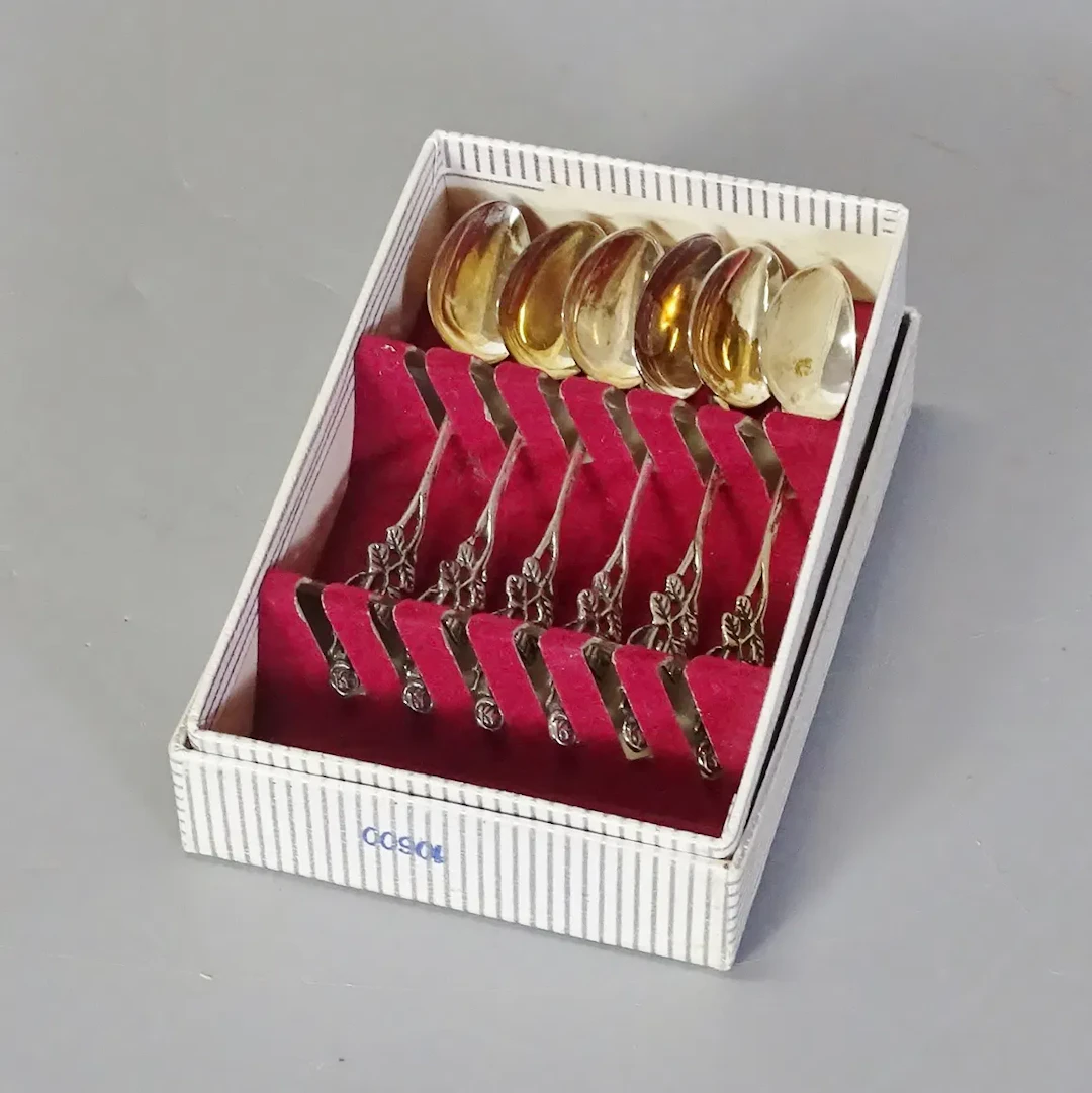 6 st. kaffeskedar, silver, GEWE, 1963