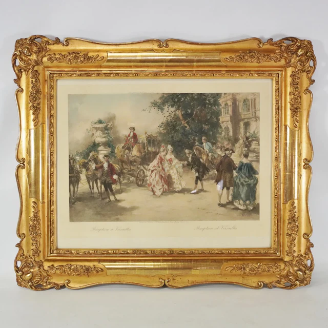 Äldre tryck "Reception at Versailles" guldram