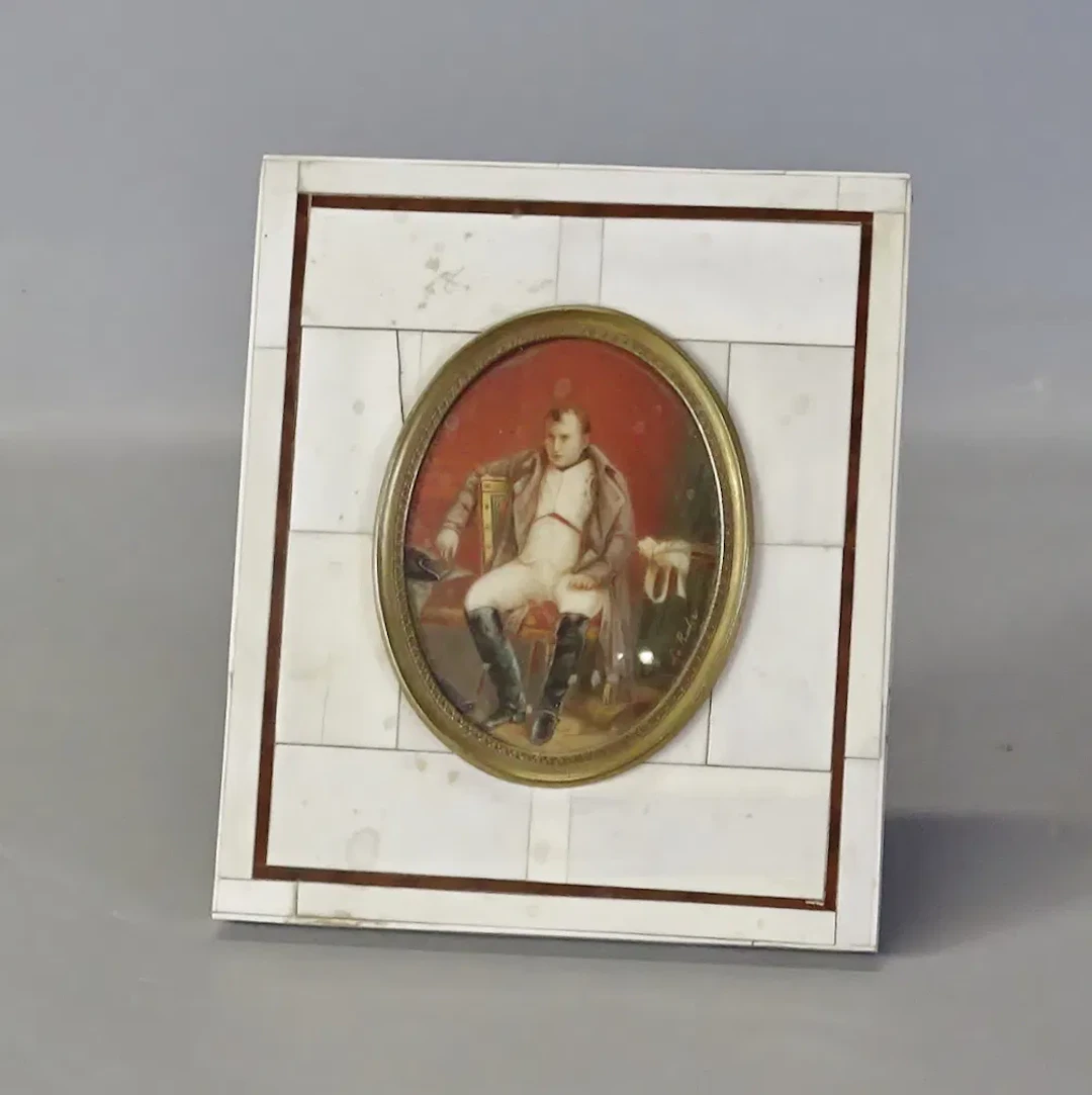 Miniatyrtavla, "Napoleon i Fontainebleau" efter Paul Delarosches