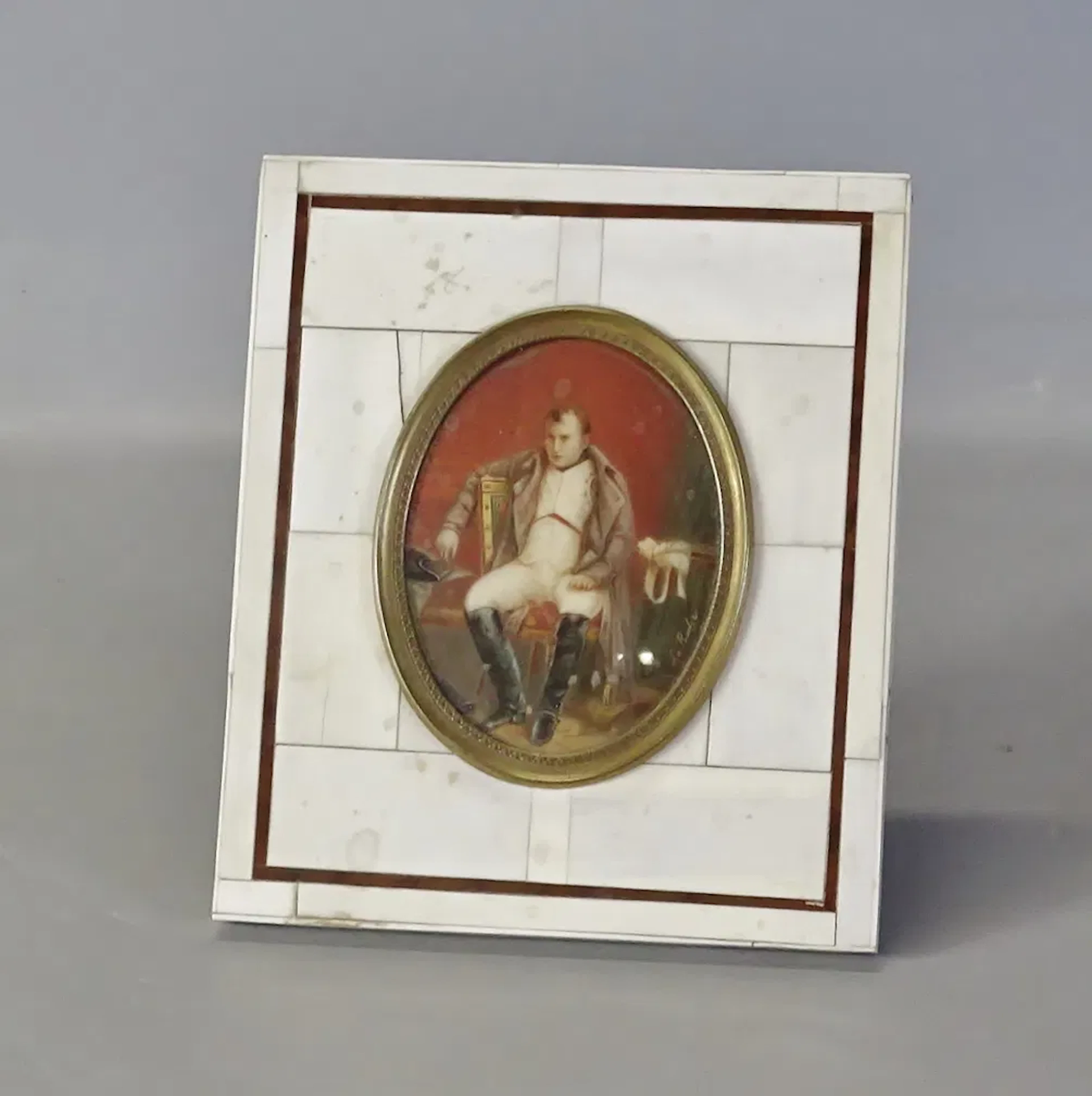 Miniatyrtavla, "Napoleon i Fontainebleau" efter Paul Delarosches