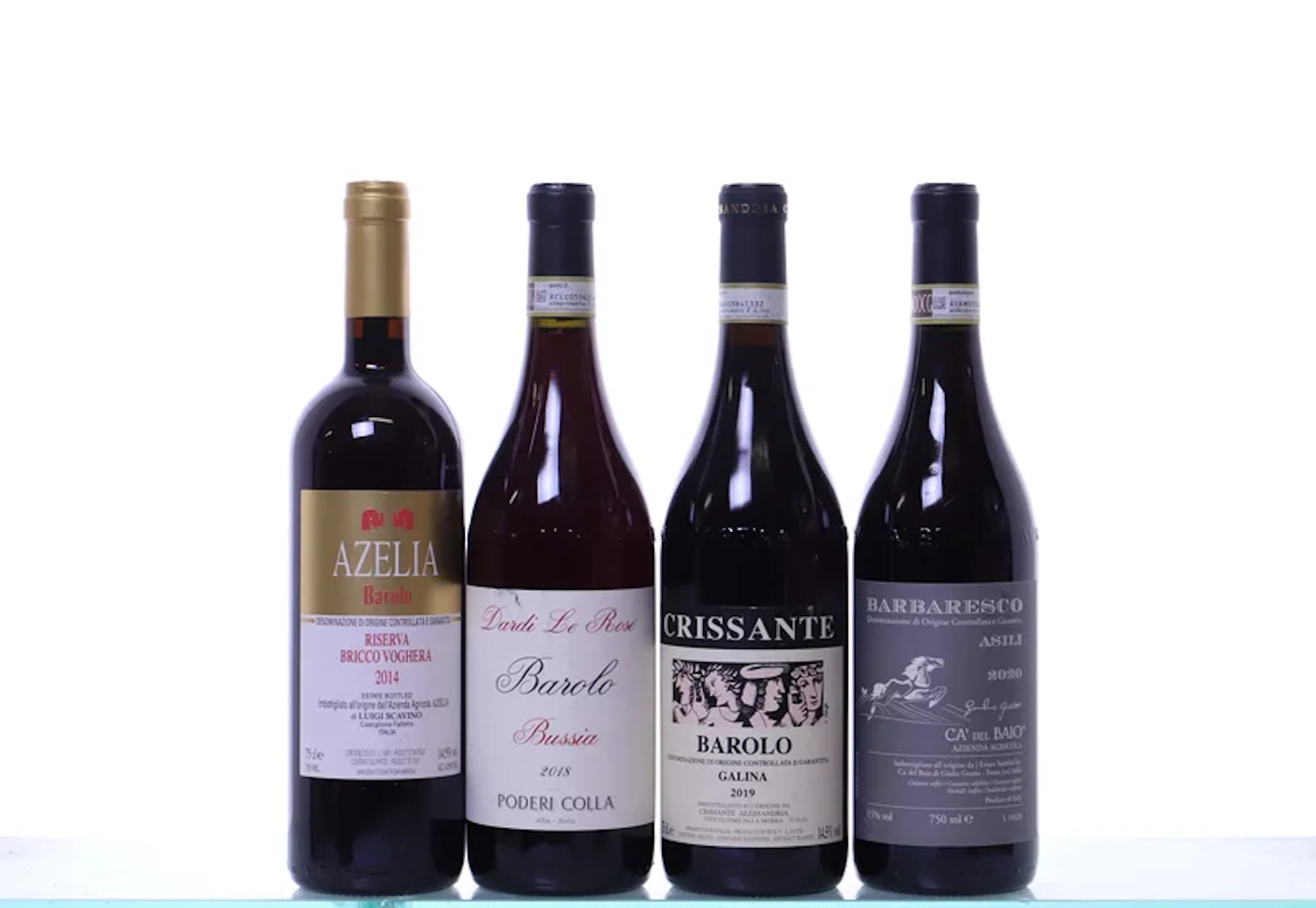 4 bottles. BAROLO + BARBARESCO mixed. 1x 2014 Bricco Voghera Ris.