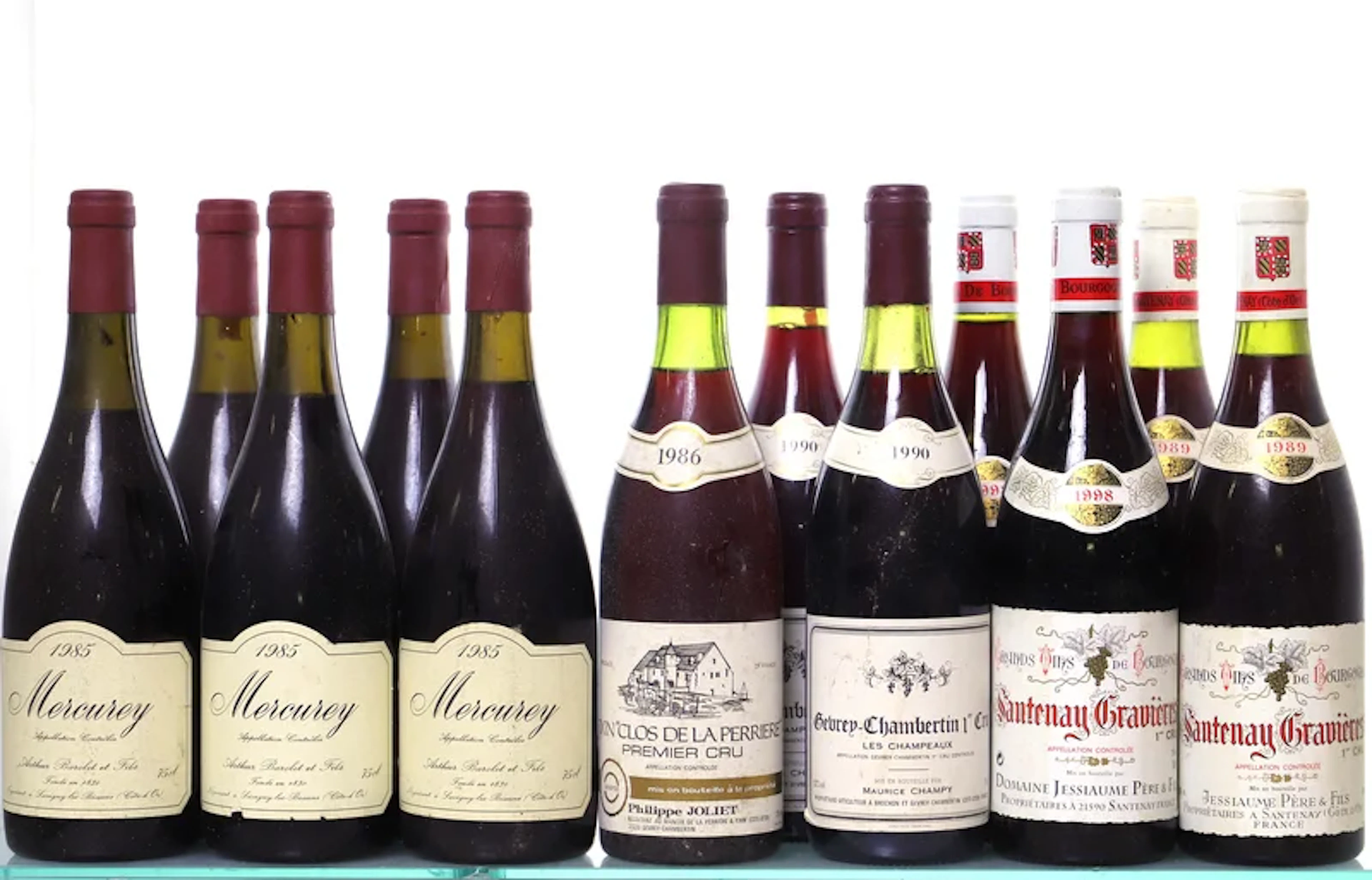 12 bottles. BOURGOGNE 1985-1998. 5x 1985 Mercurey, Arthur Barolet