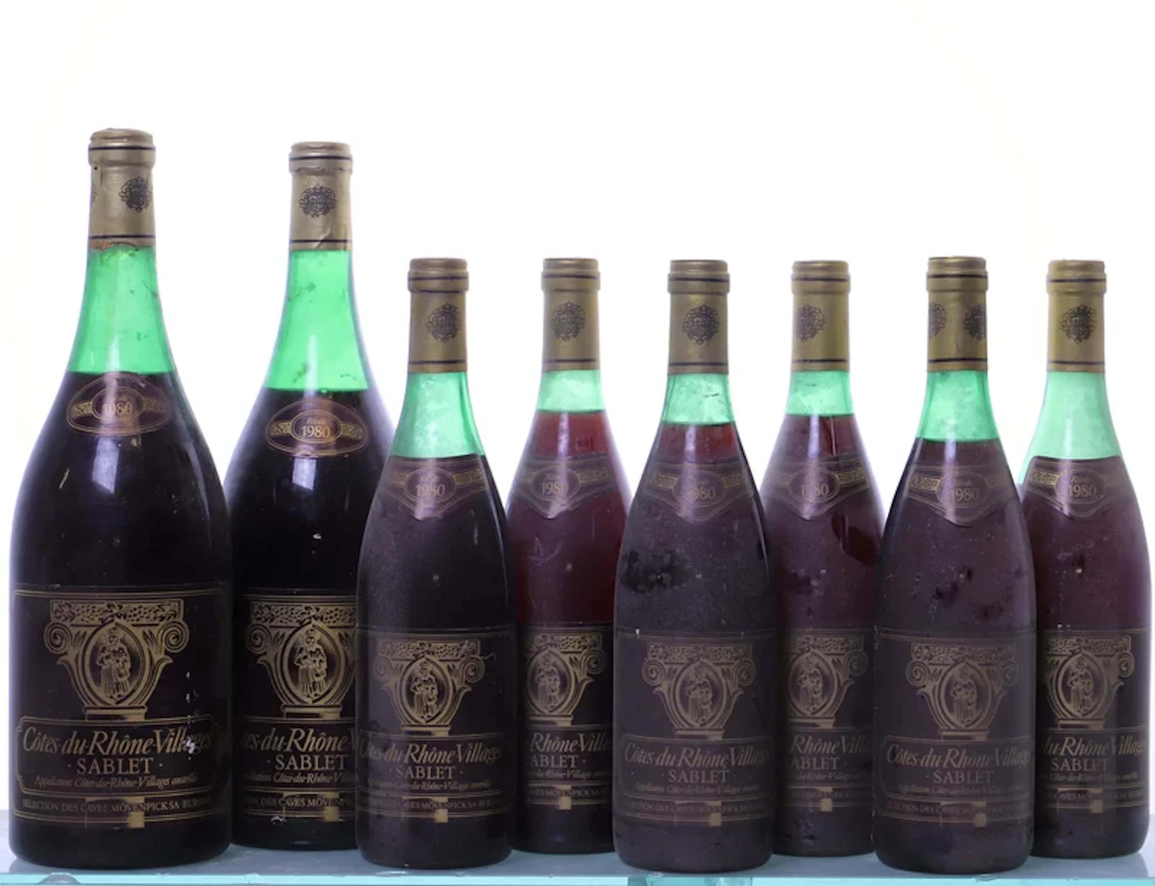6 bottles + 2 magnums. MÖVENPICK SA Côtes du Rhône Villages Sablet, 1980.