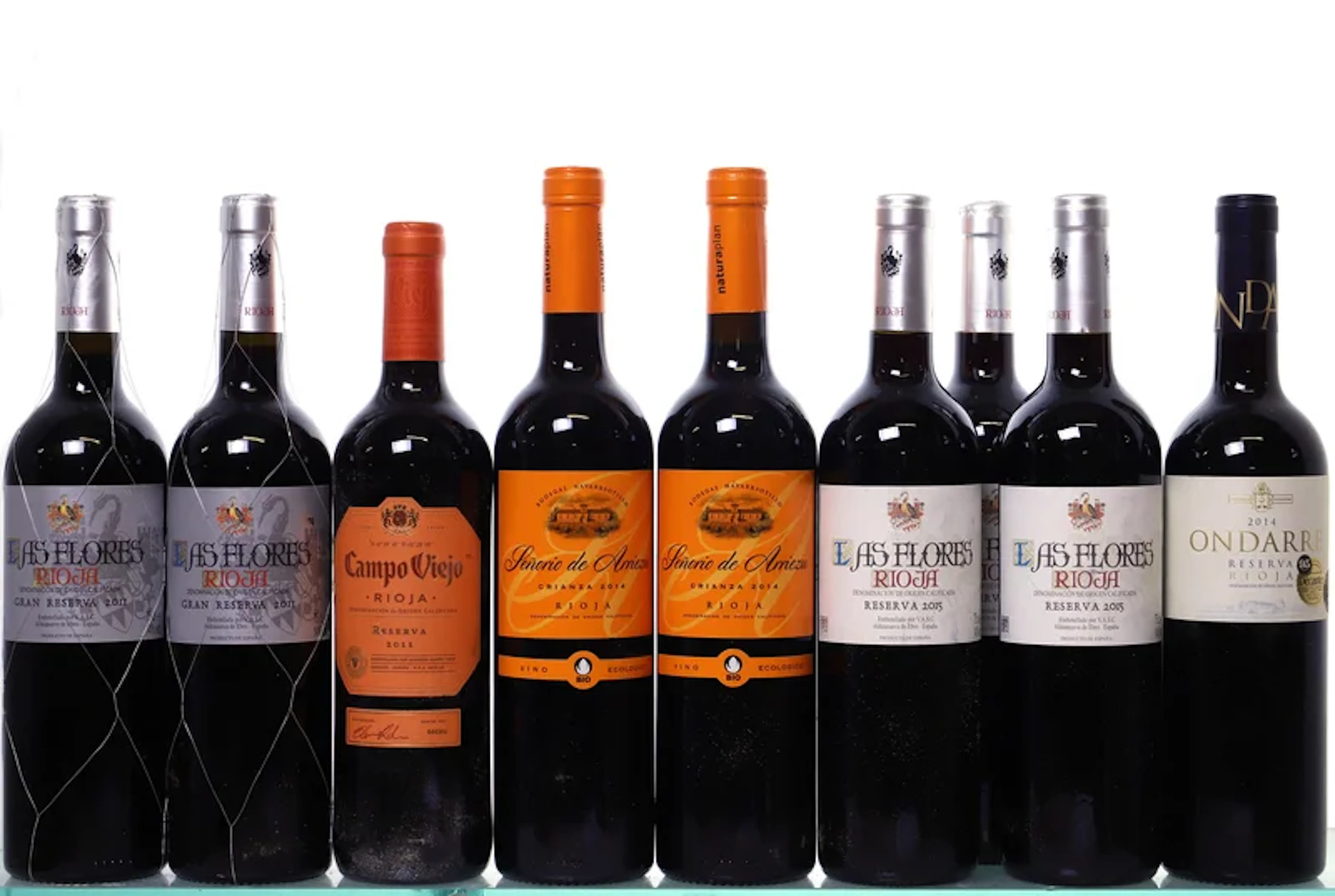 9 bottles. RIOJA mixed. 2x 2011 Las Flores Gran Reserva, 1x 2011 Campo